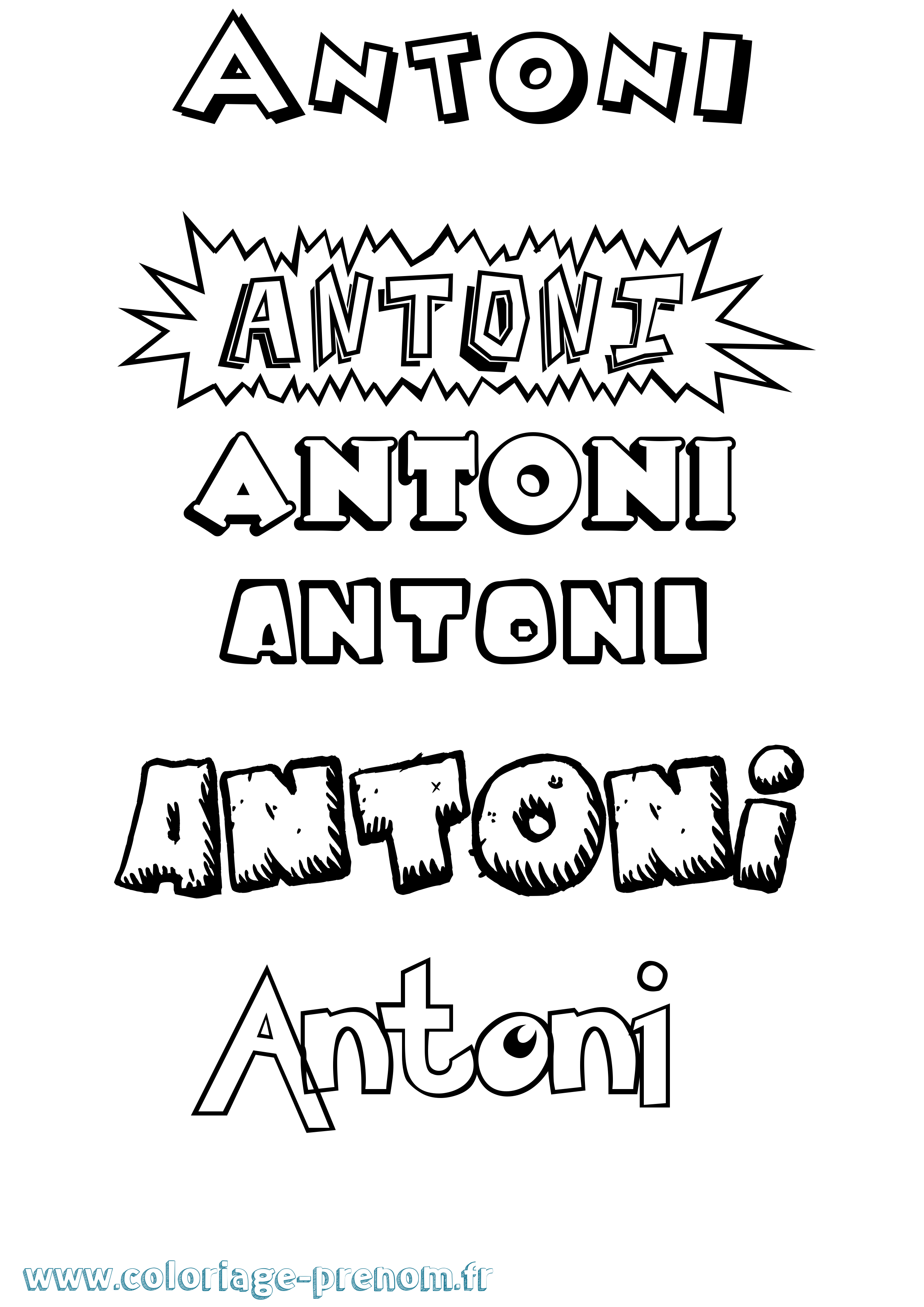 Coloriage prénom Antoni Dessin Animé