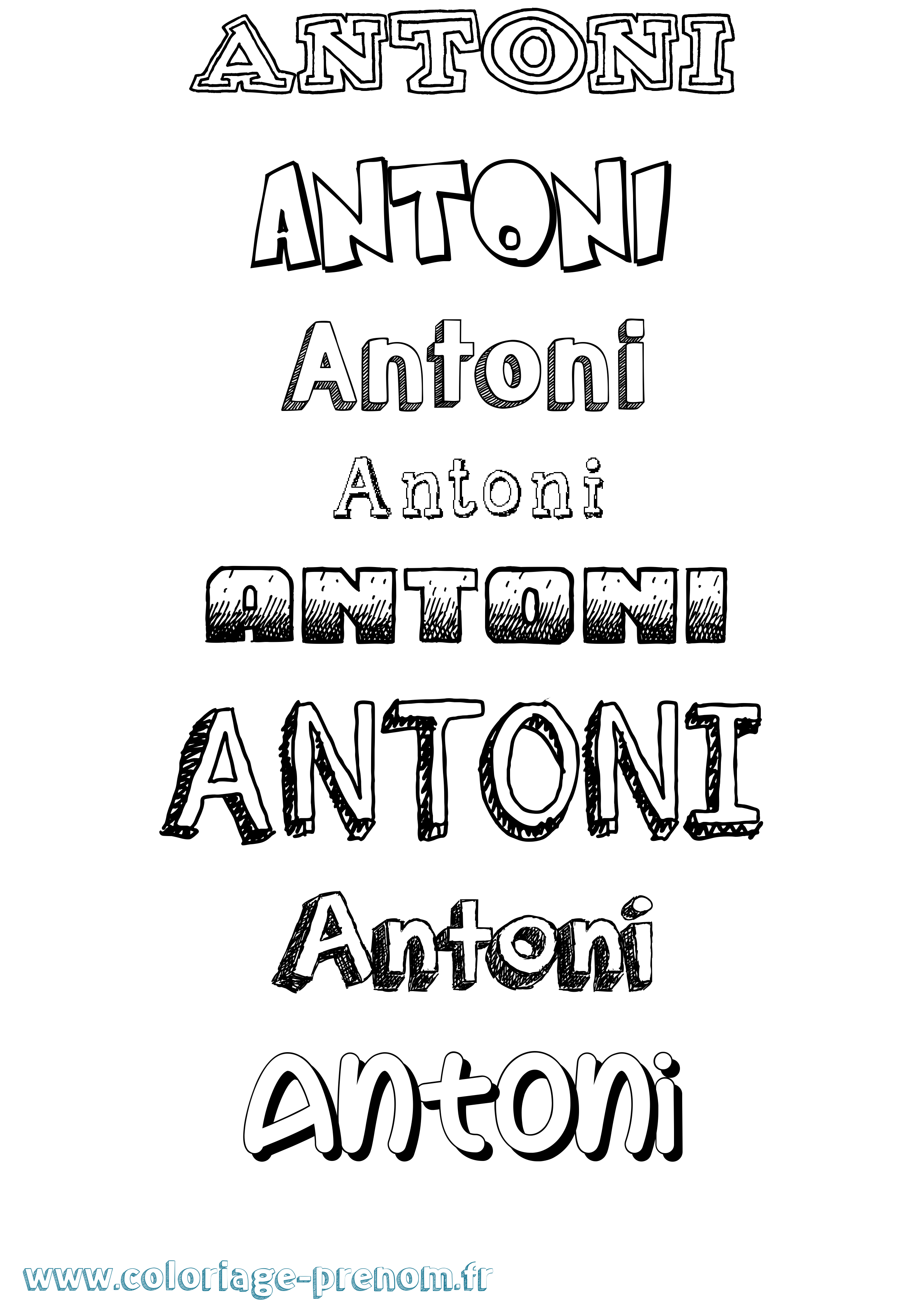 Coloriage prénom Antoni Dessiné