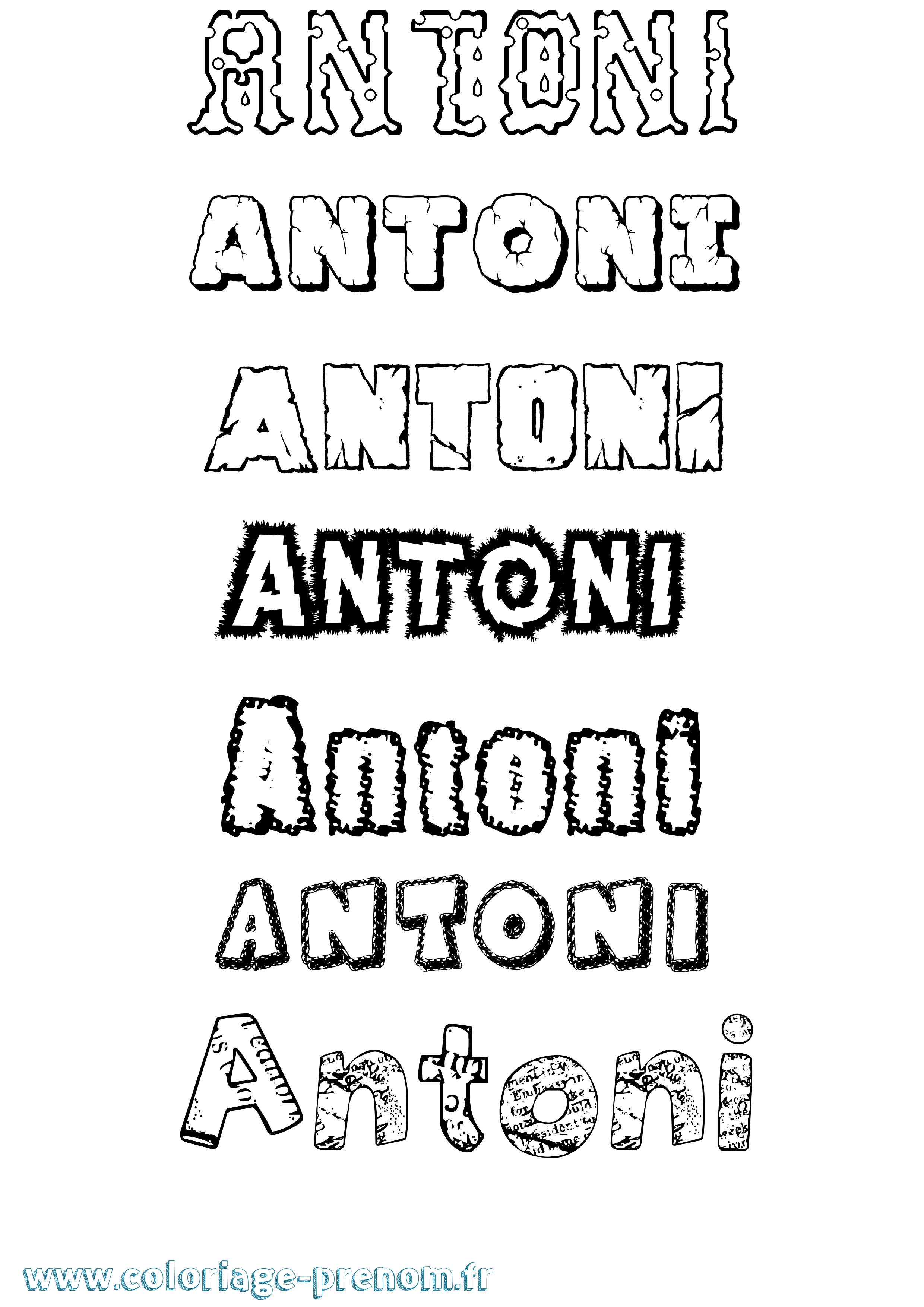 Coloriage prénom Antoni Destructuré