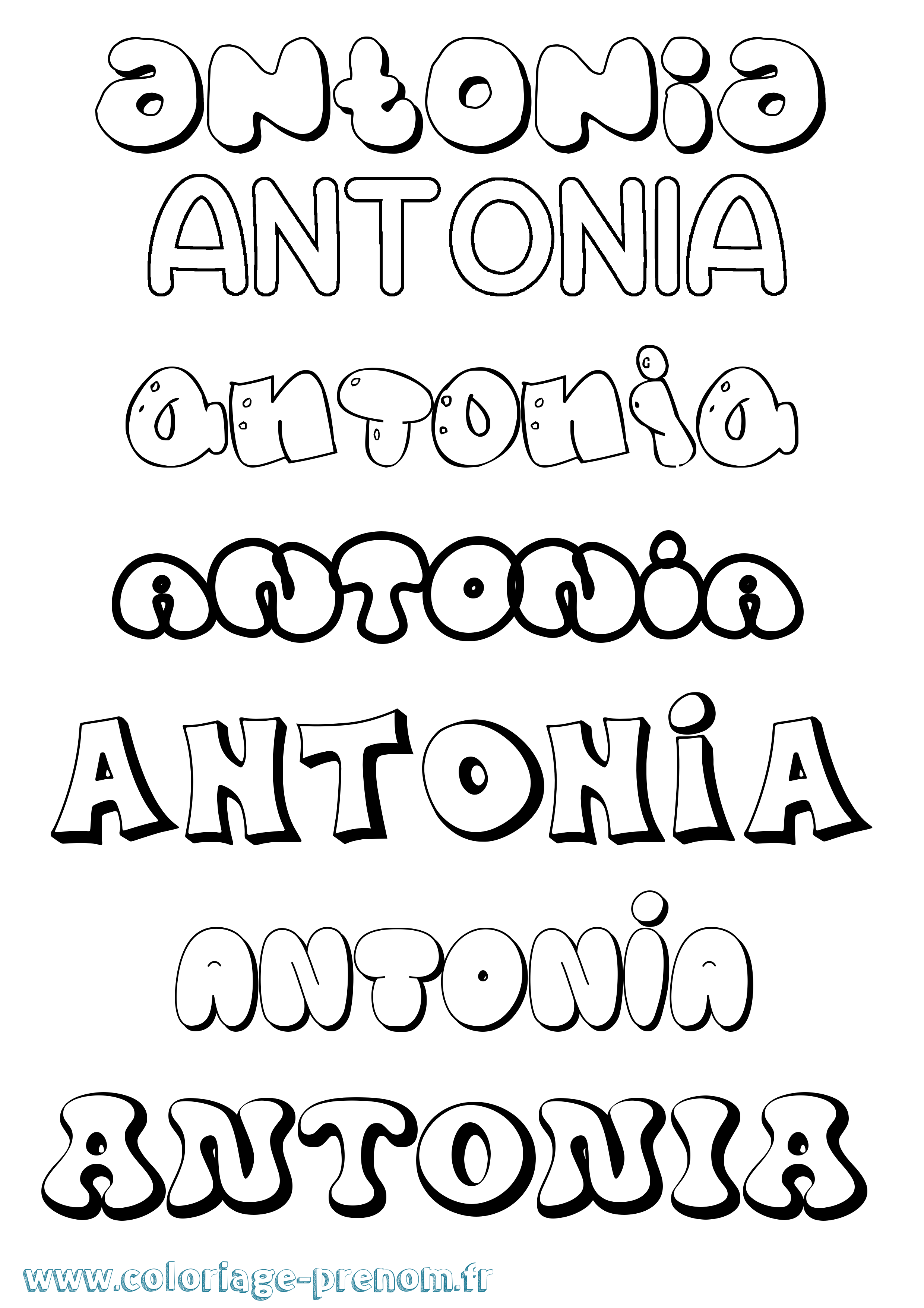 Coloriage Antonia Bubble Coloriage prénom Antonia Bubble
