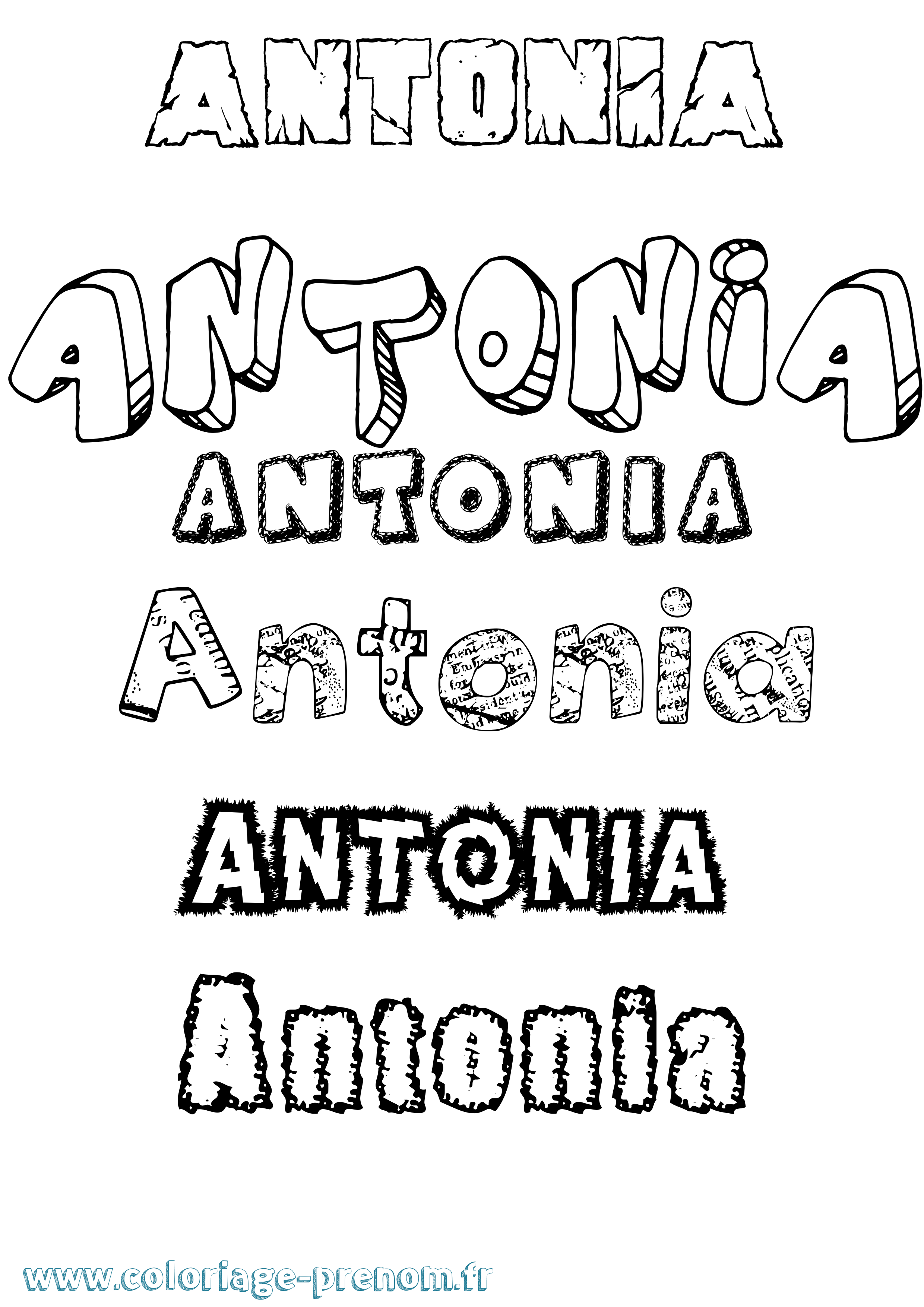 Coloriage Antonia Destructuré Coloriage prénom Antonia Destructuré