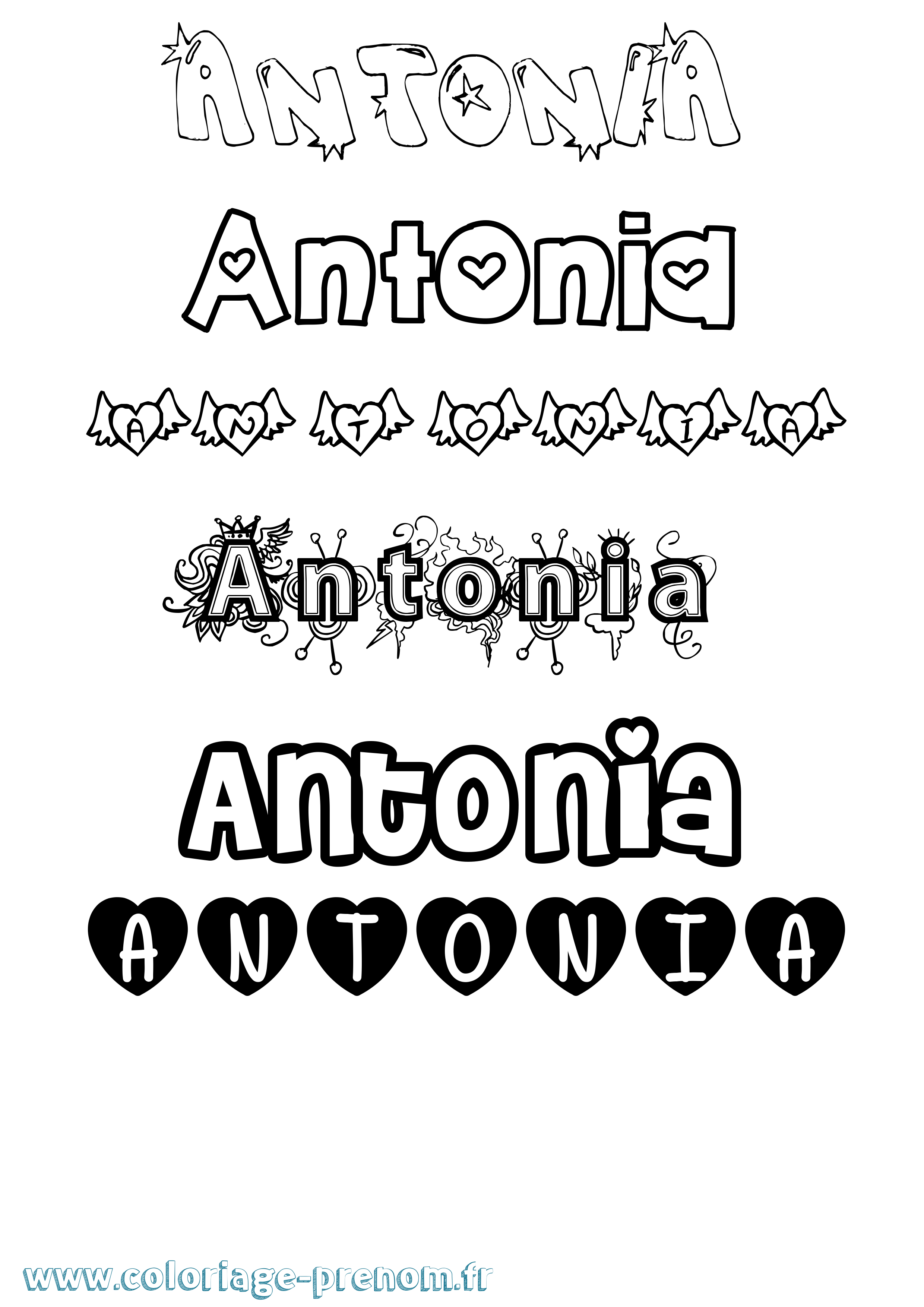 Coloriage Antonia Girly Coloriage prénom Antonia Girly