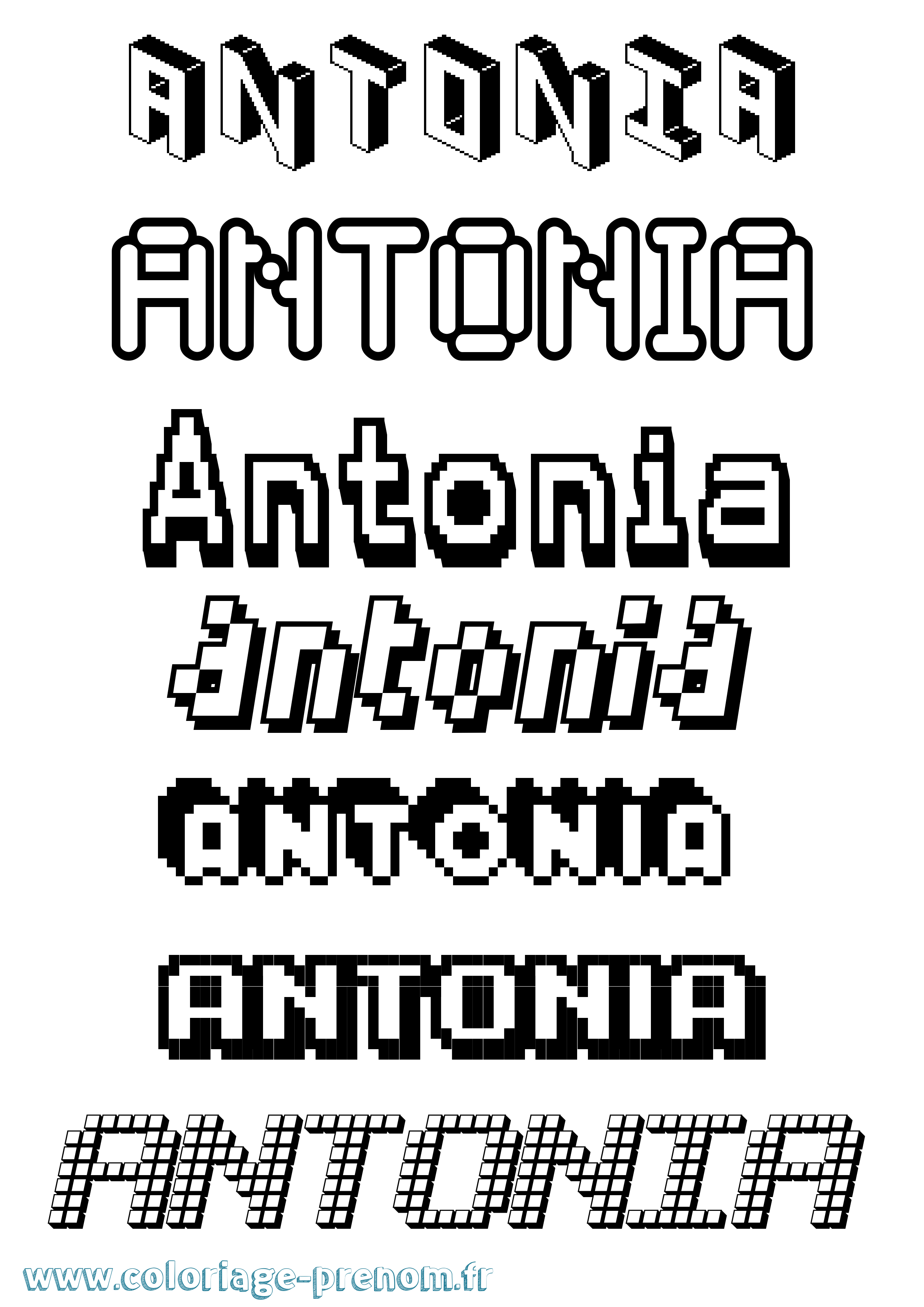 Coloriage Antonia Pixel Coloriage prénom Antonia Pixel