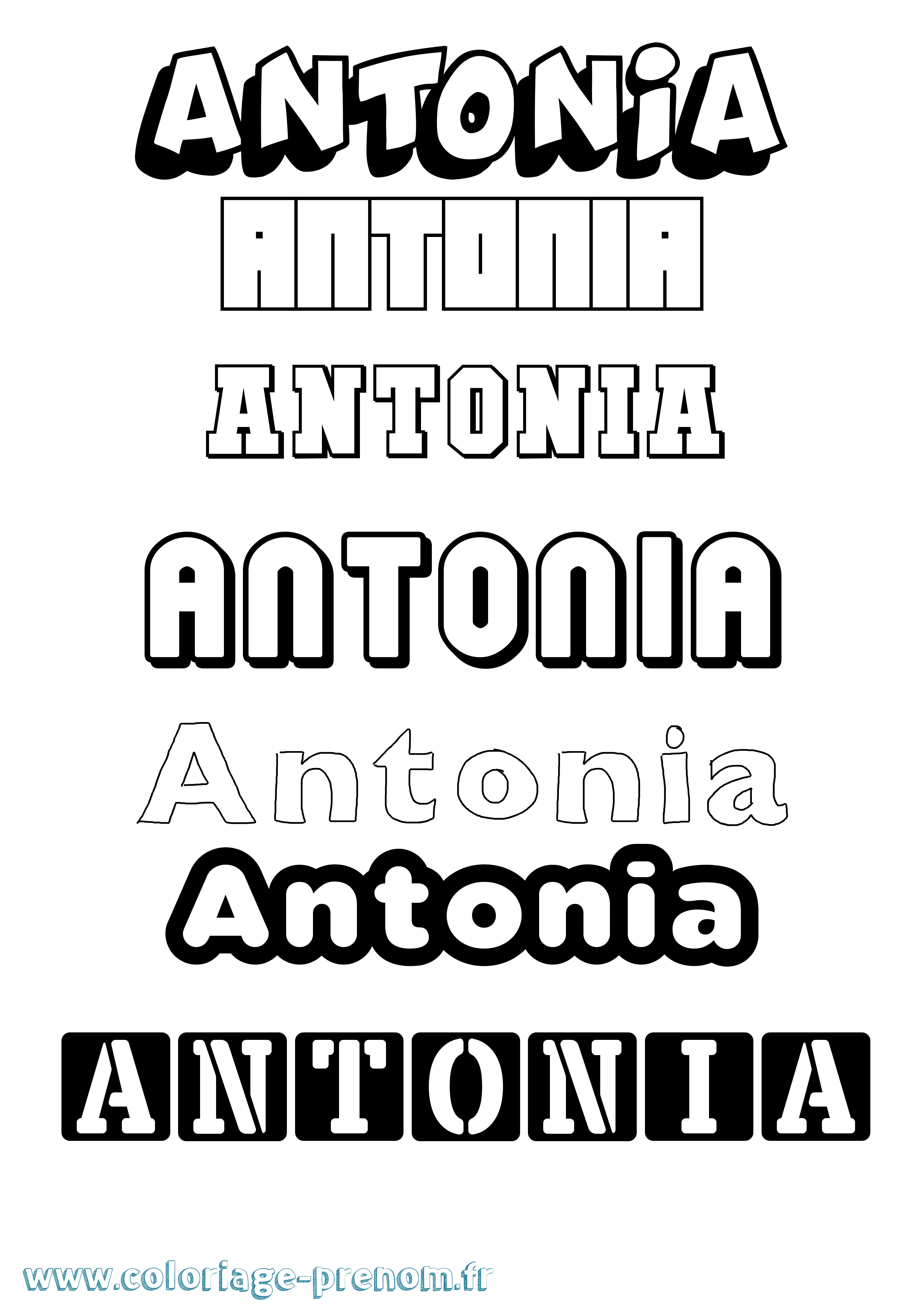 Coloriage Antonia Simple Coloriage prénom Antonia Simple