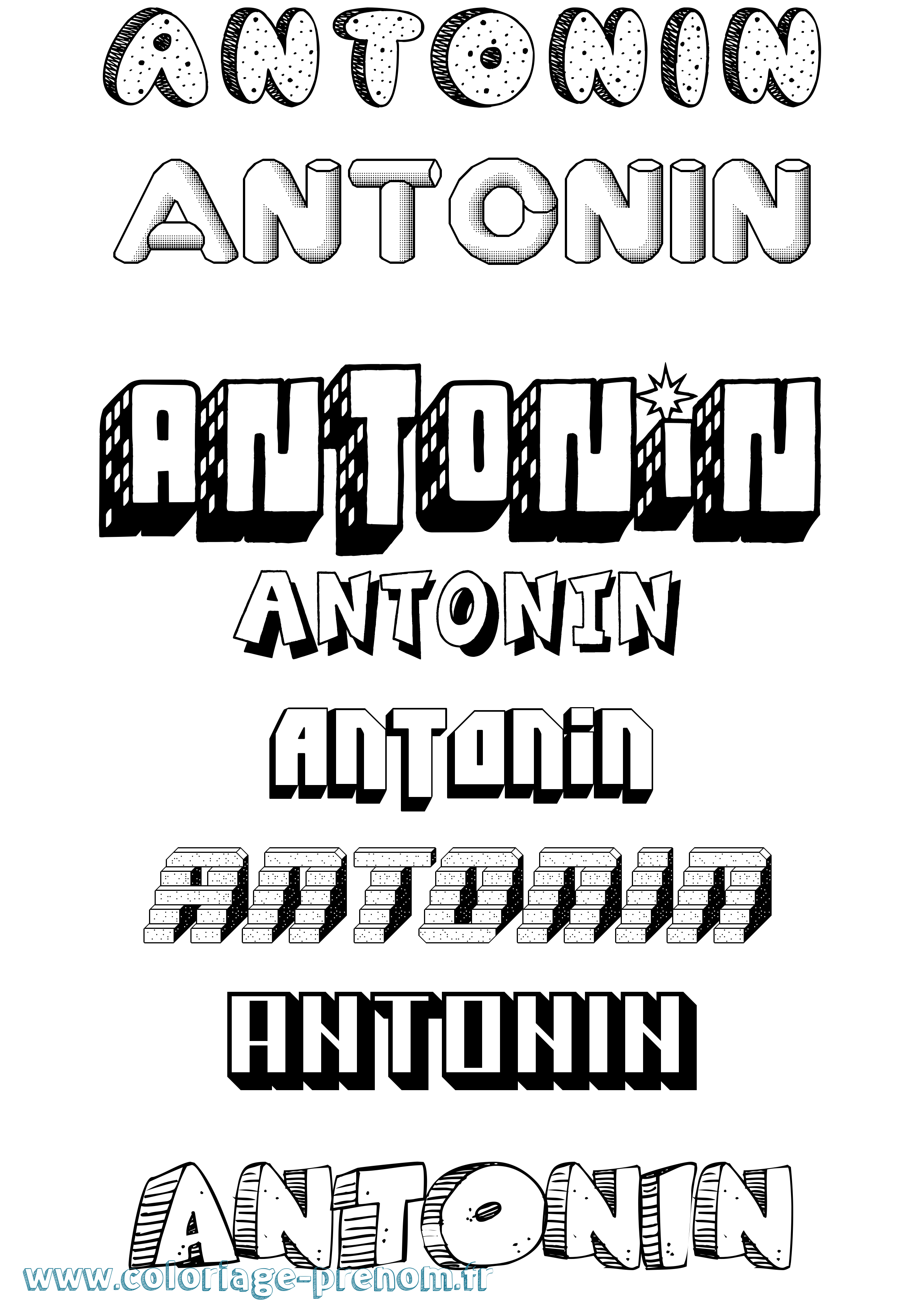 Coloriage prénom Antonin Effet 3D