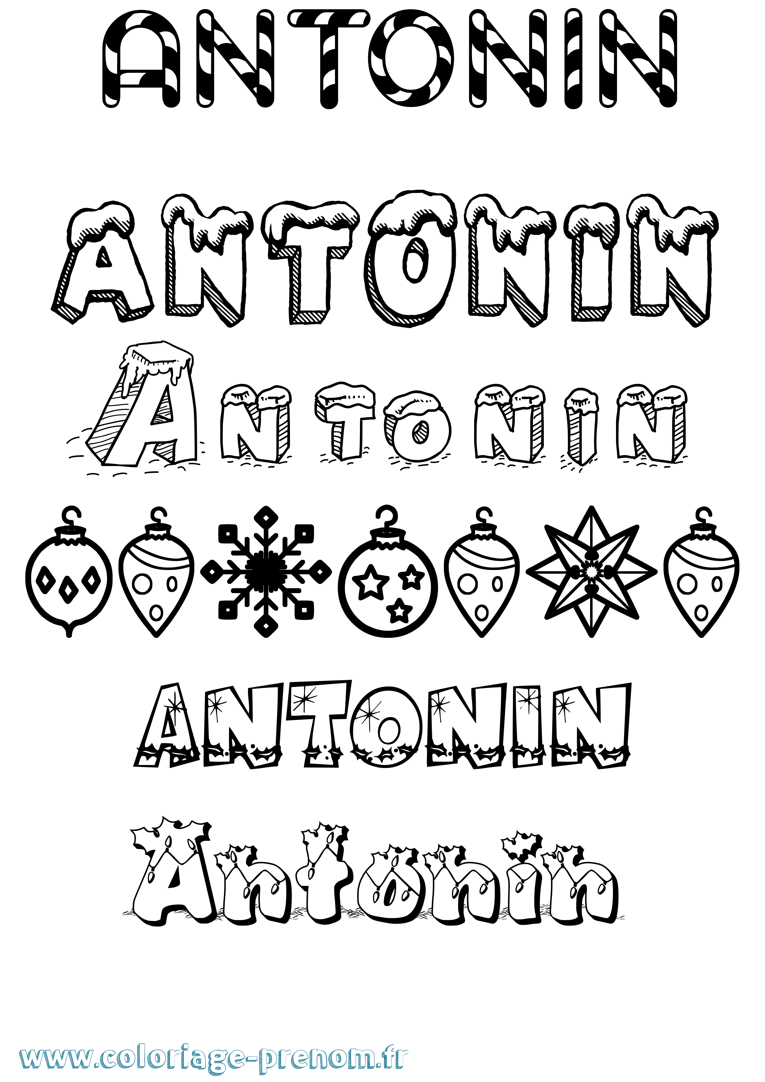 Coloriage prénom Antonin Noël