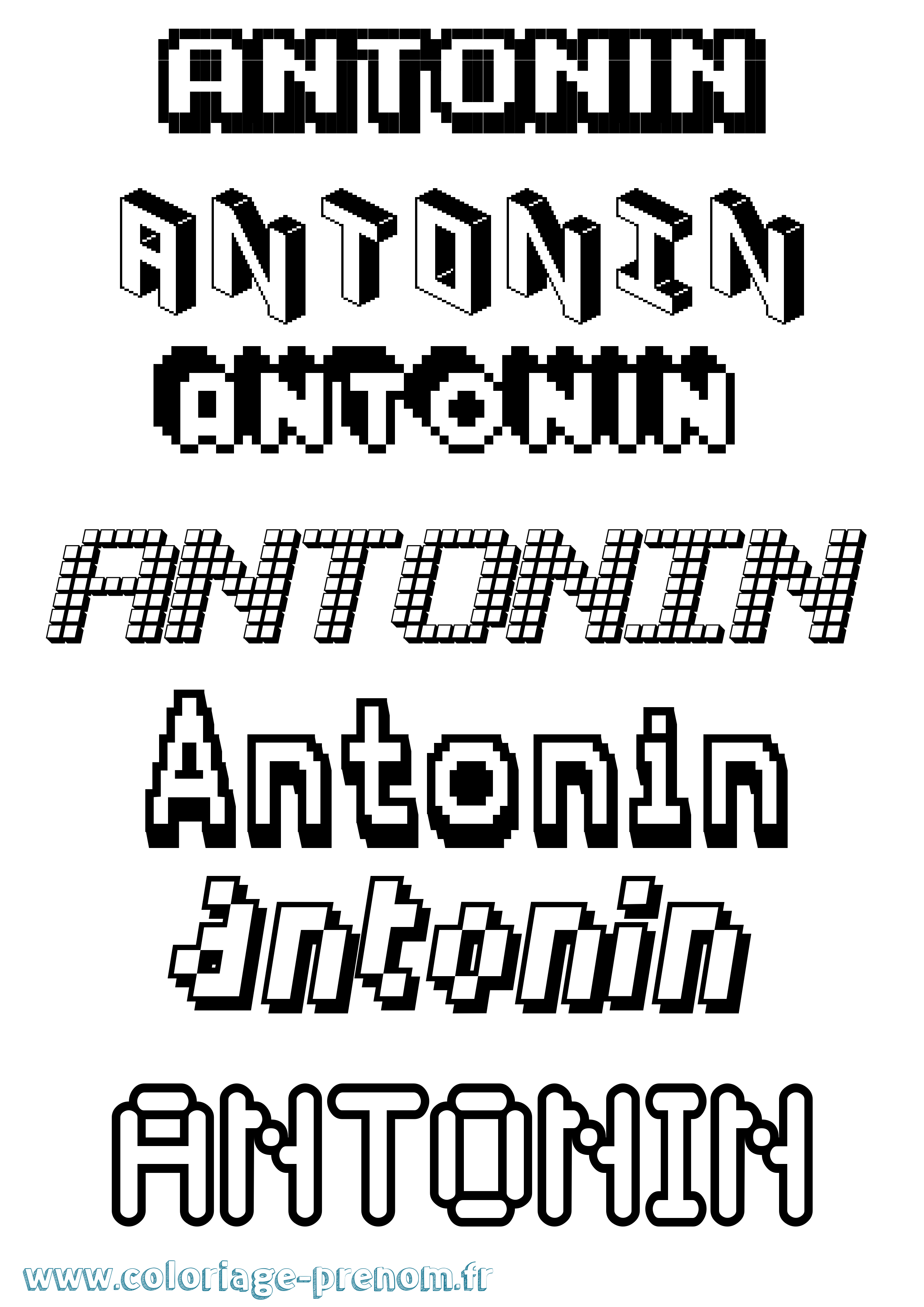Coloriage prénom Antonin Pixel