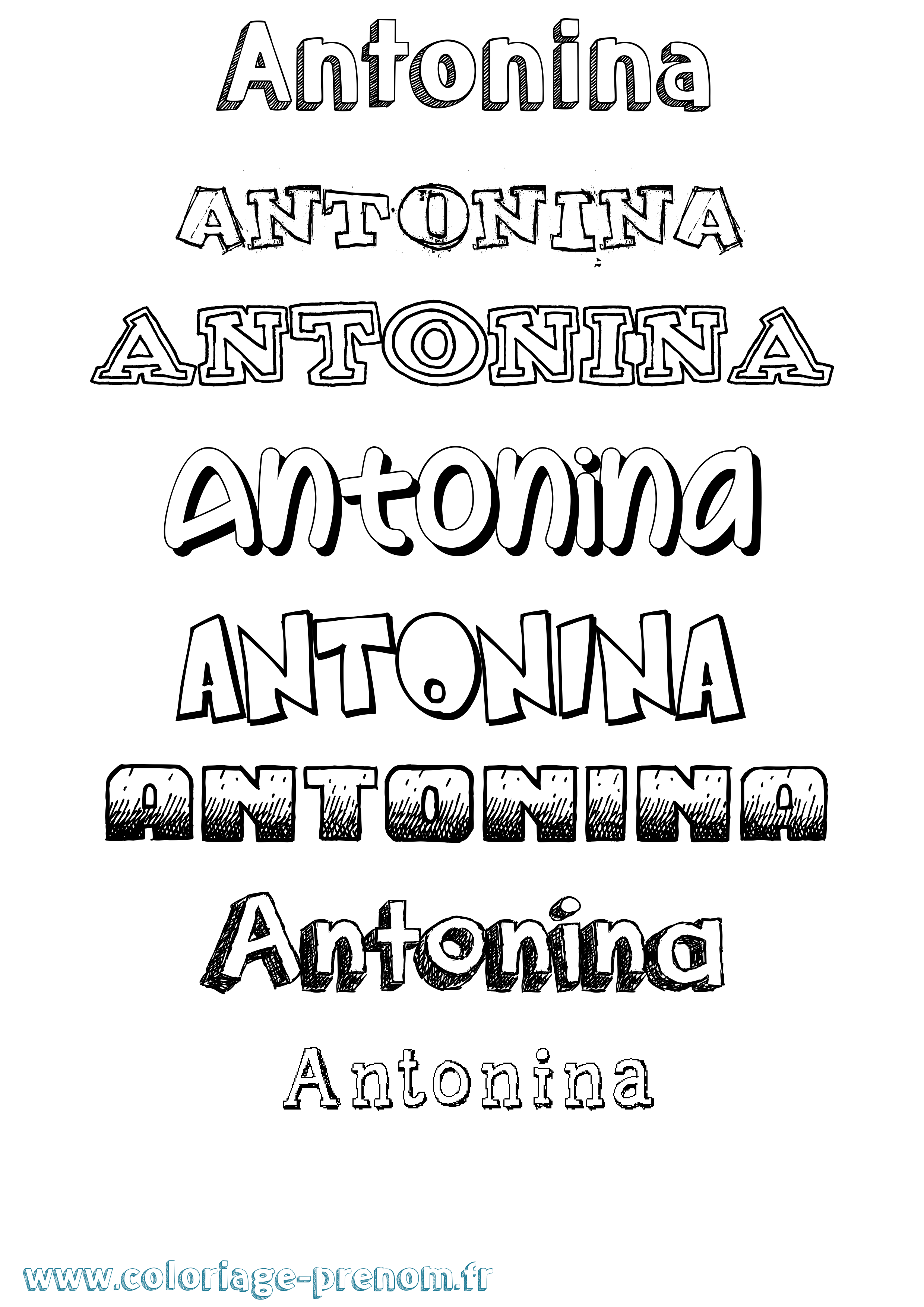 Coloriage prénom Antonina Dessiné