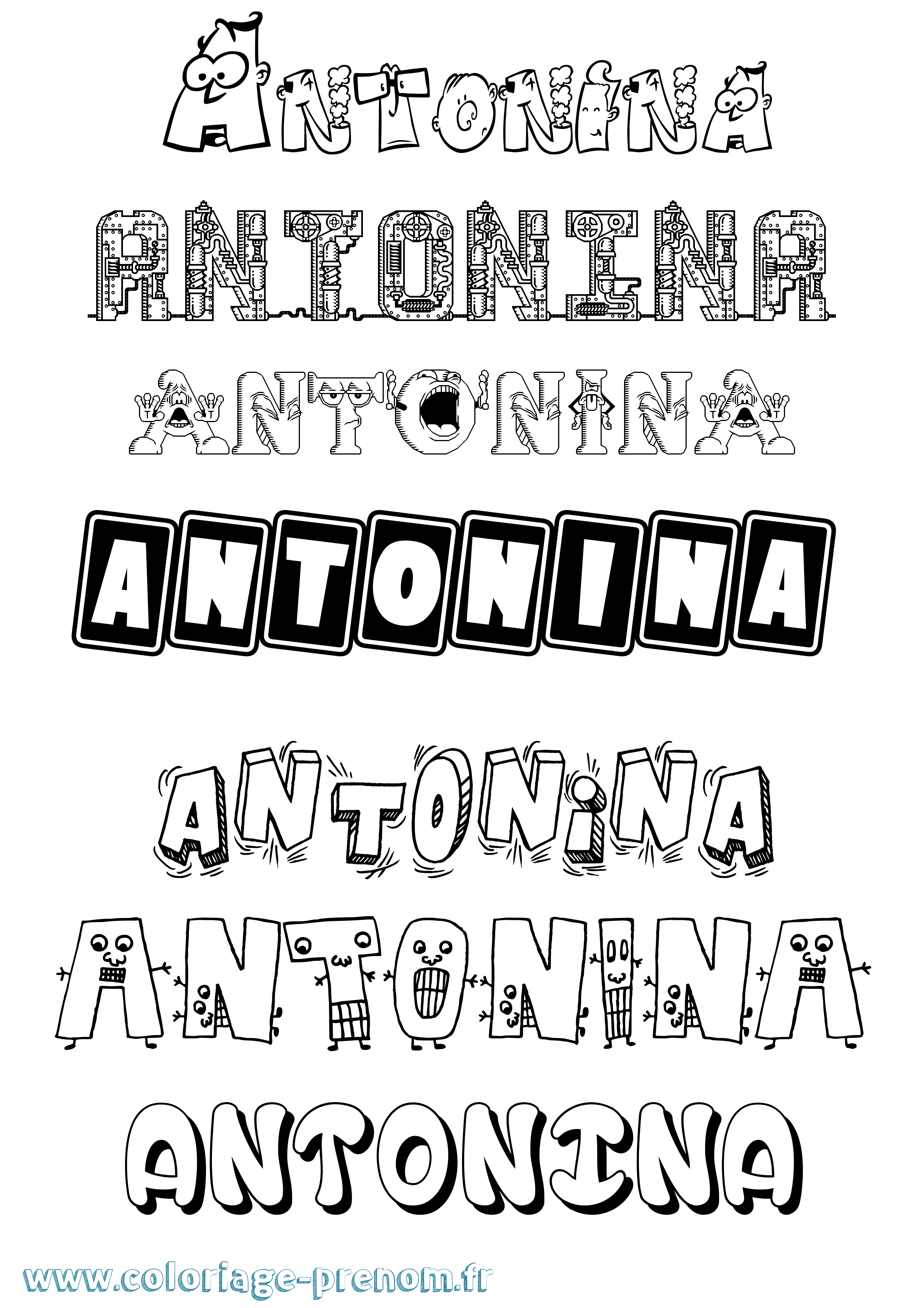 Coloriage prénom Antonina Fun