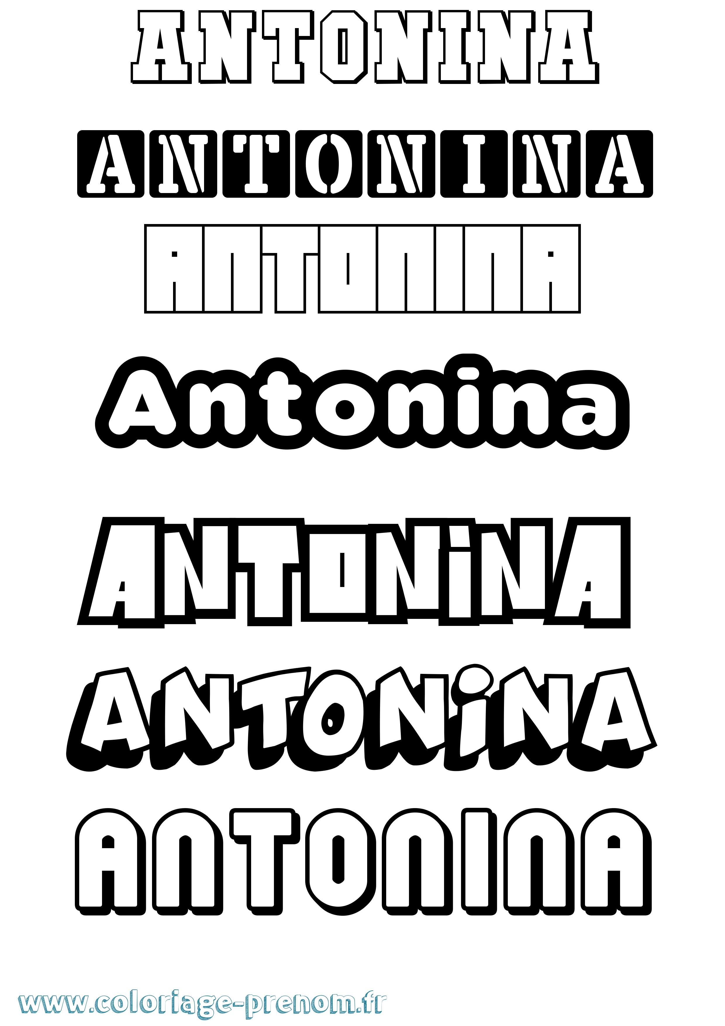 Coloriage prénom Antonina Simple