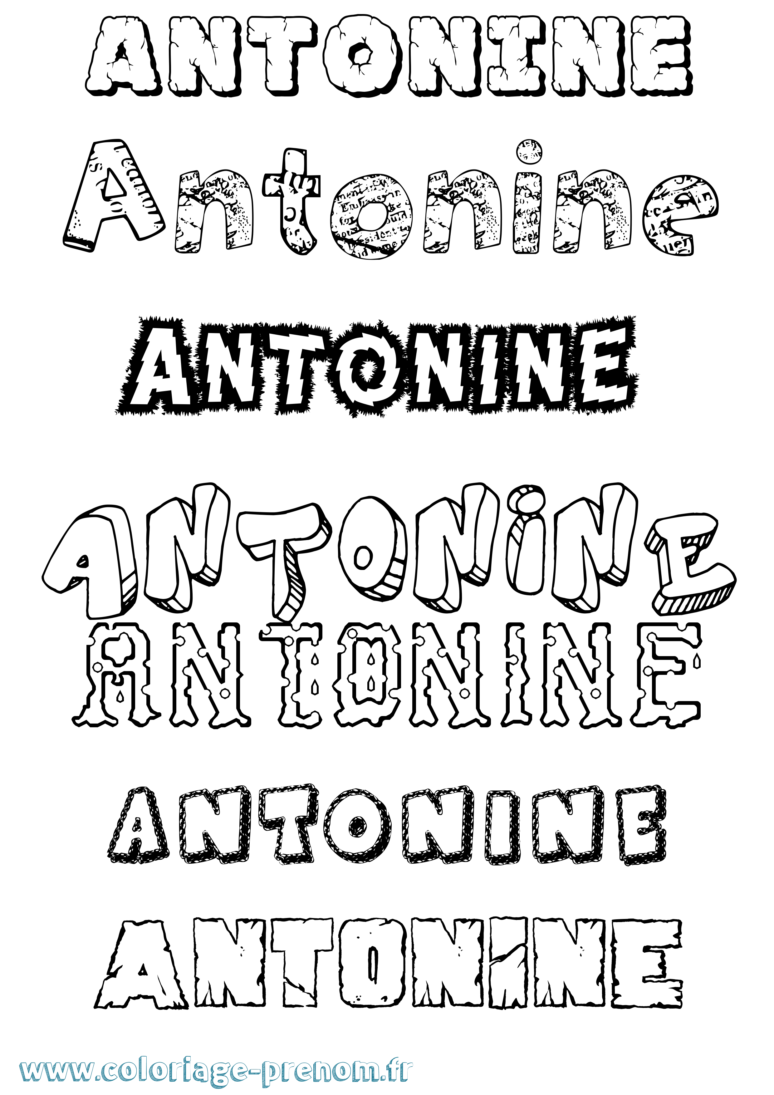 Coloriage prénom Antonine Destructuré