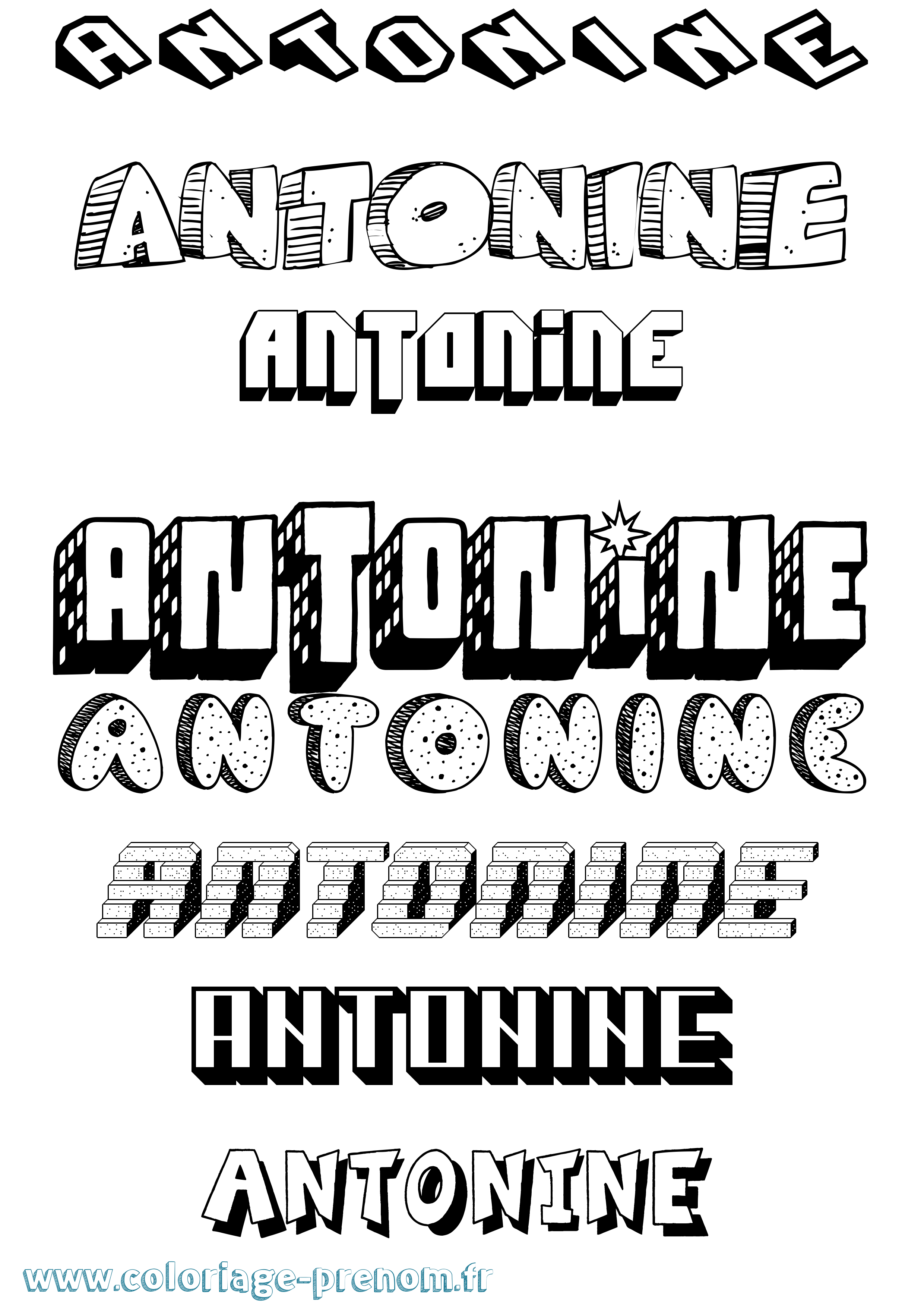 Coloriage prénom Antonine Effet 3D