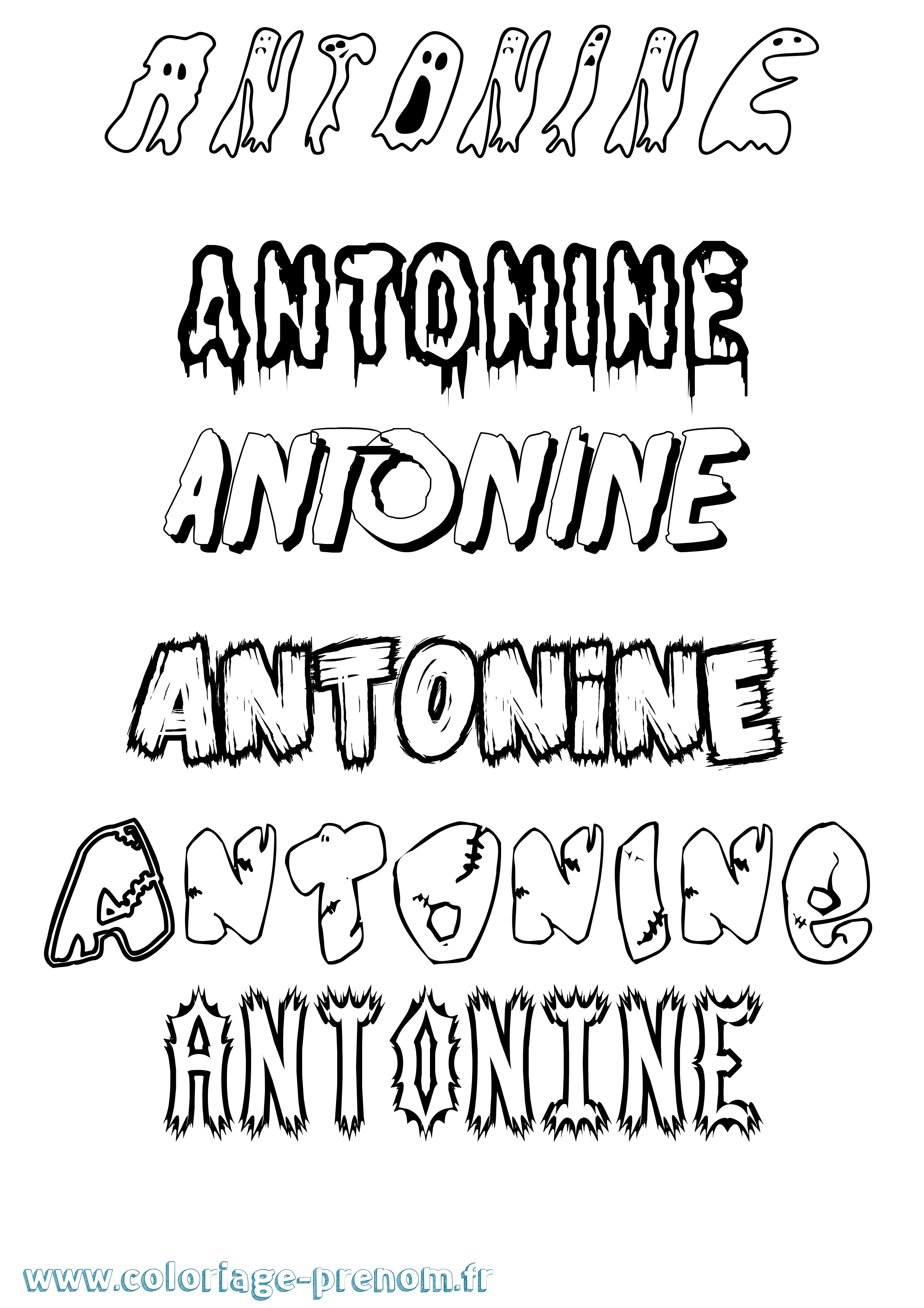 Coloriage prénom Antonine Frisson