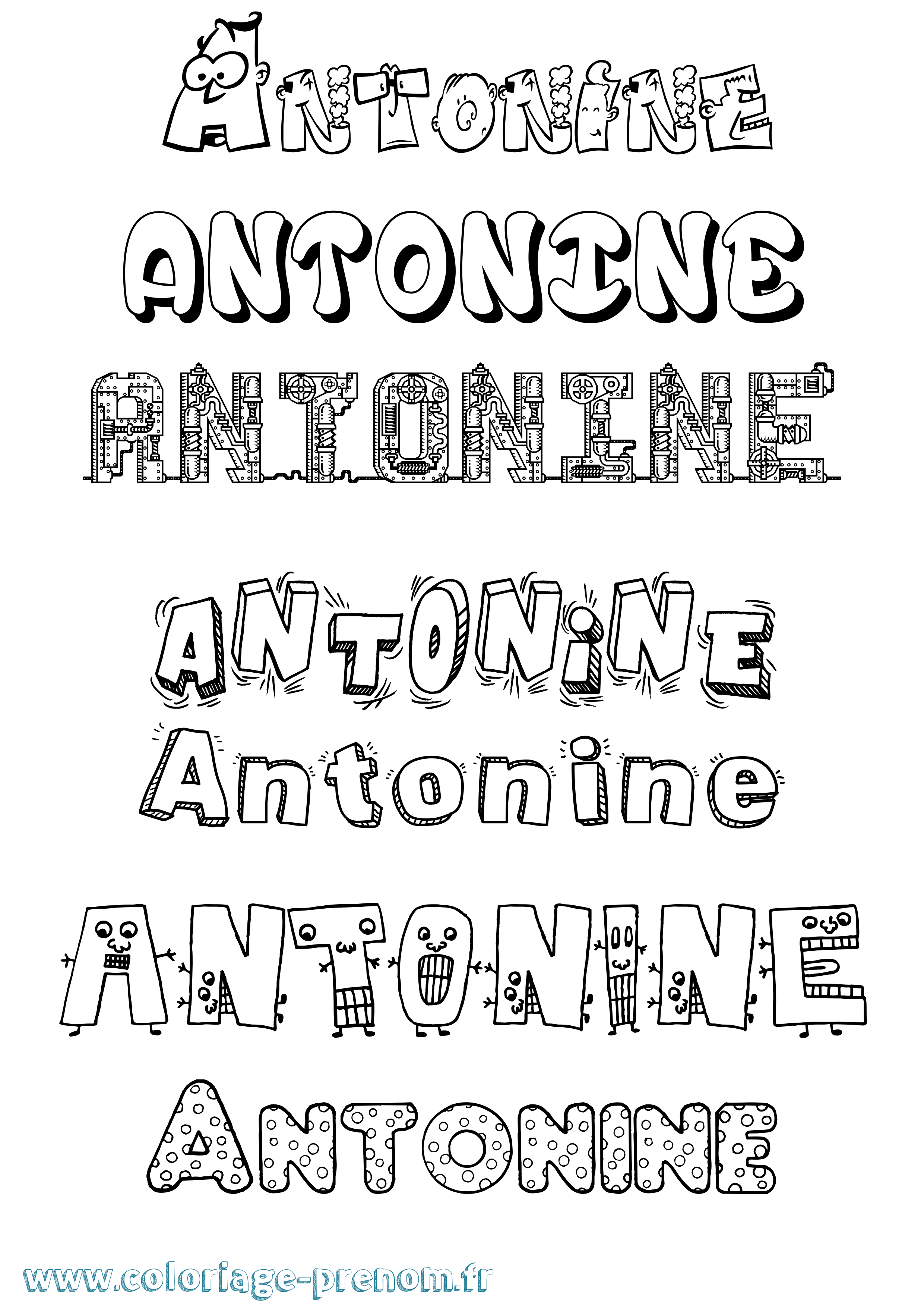 Coloriage prénom Antonine Fun