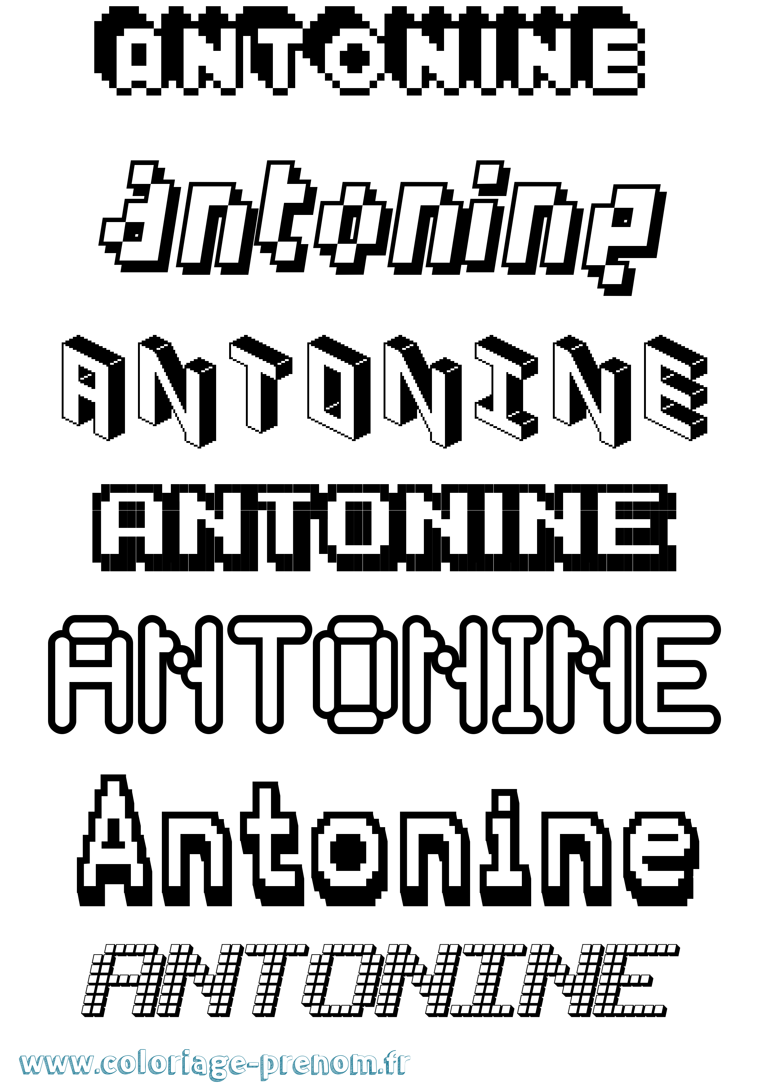 Coloriage prénom Antonine Pixel