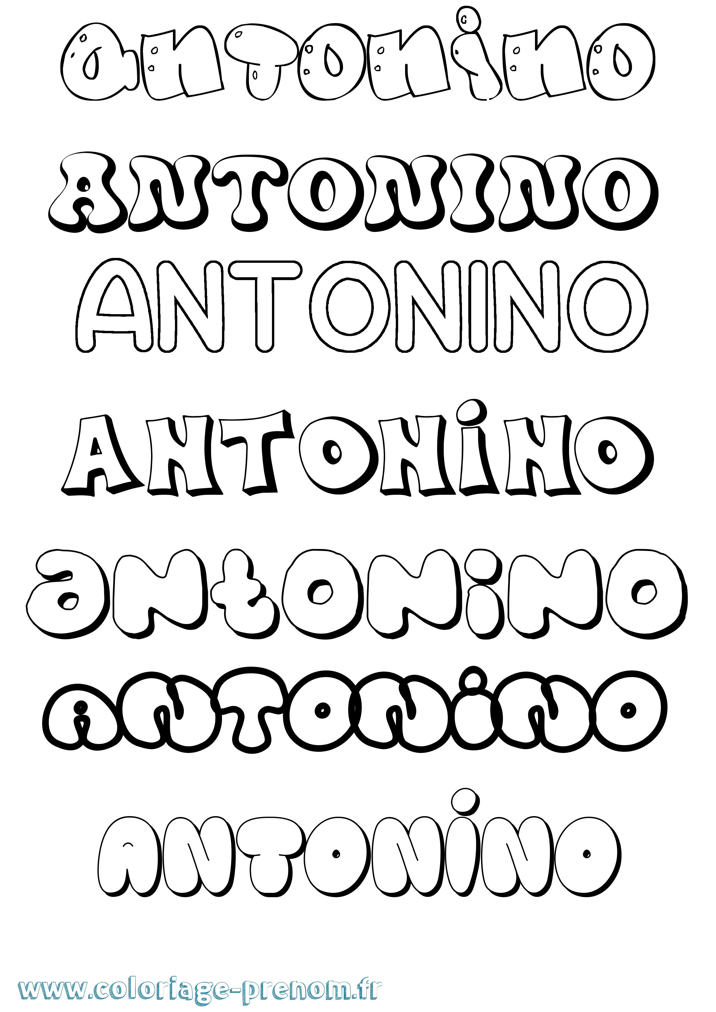 Coloriage Antonino Bubble Coloriage prénom Antonino Bubble