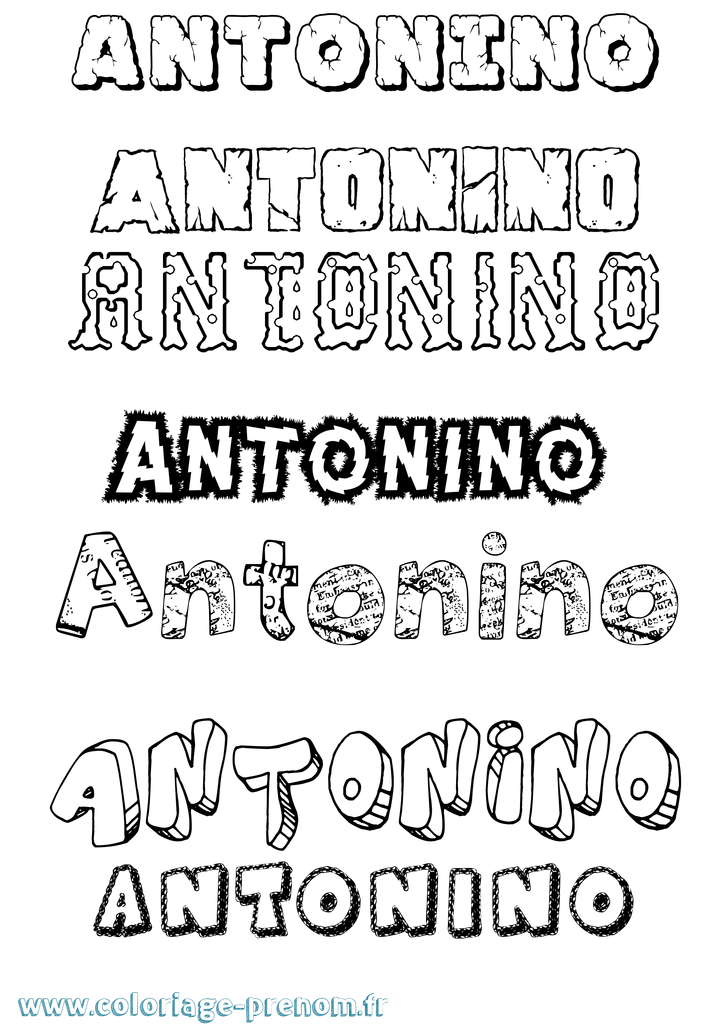 Coloriage Antonino Destructuré Coloriage prénom Antonino Destructuré