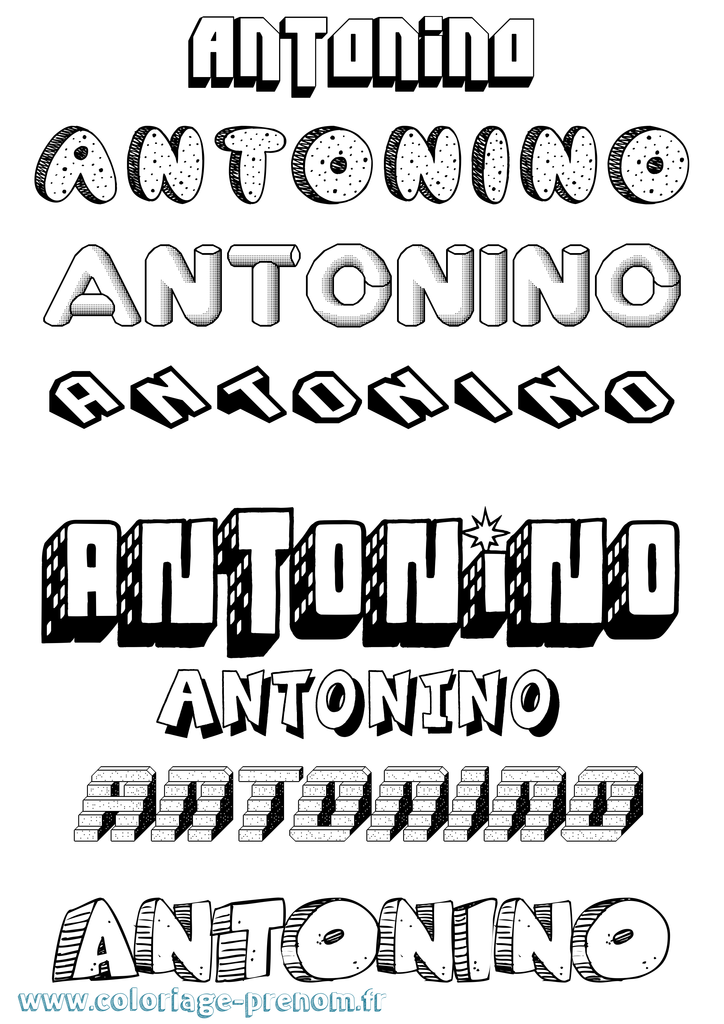 Coloriage Antonino Effet 3D Coloriage prénom Antonino Effet 3D