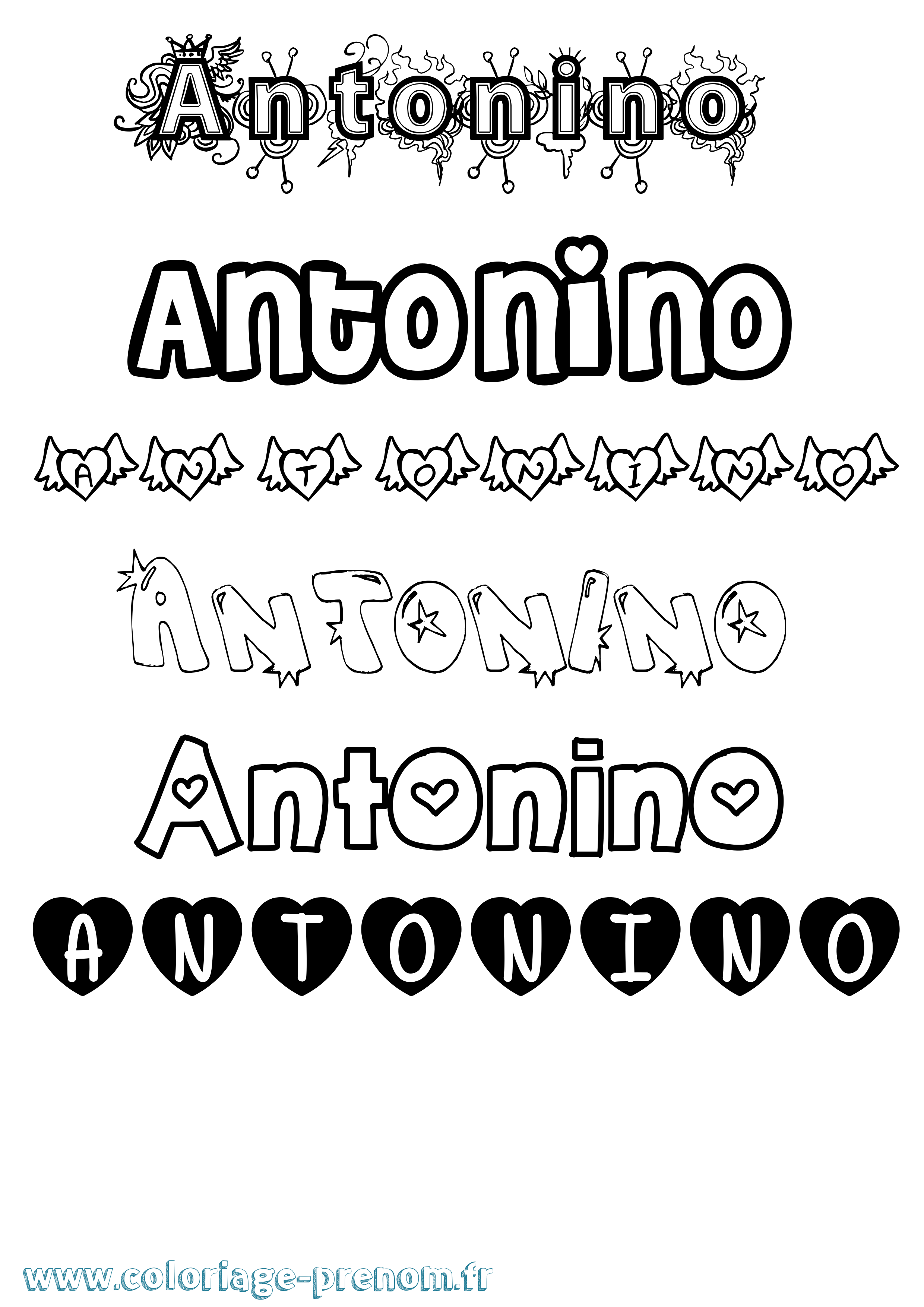 Coloriage Antonino Girly Coloriage prénom Antonino Girly