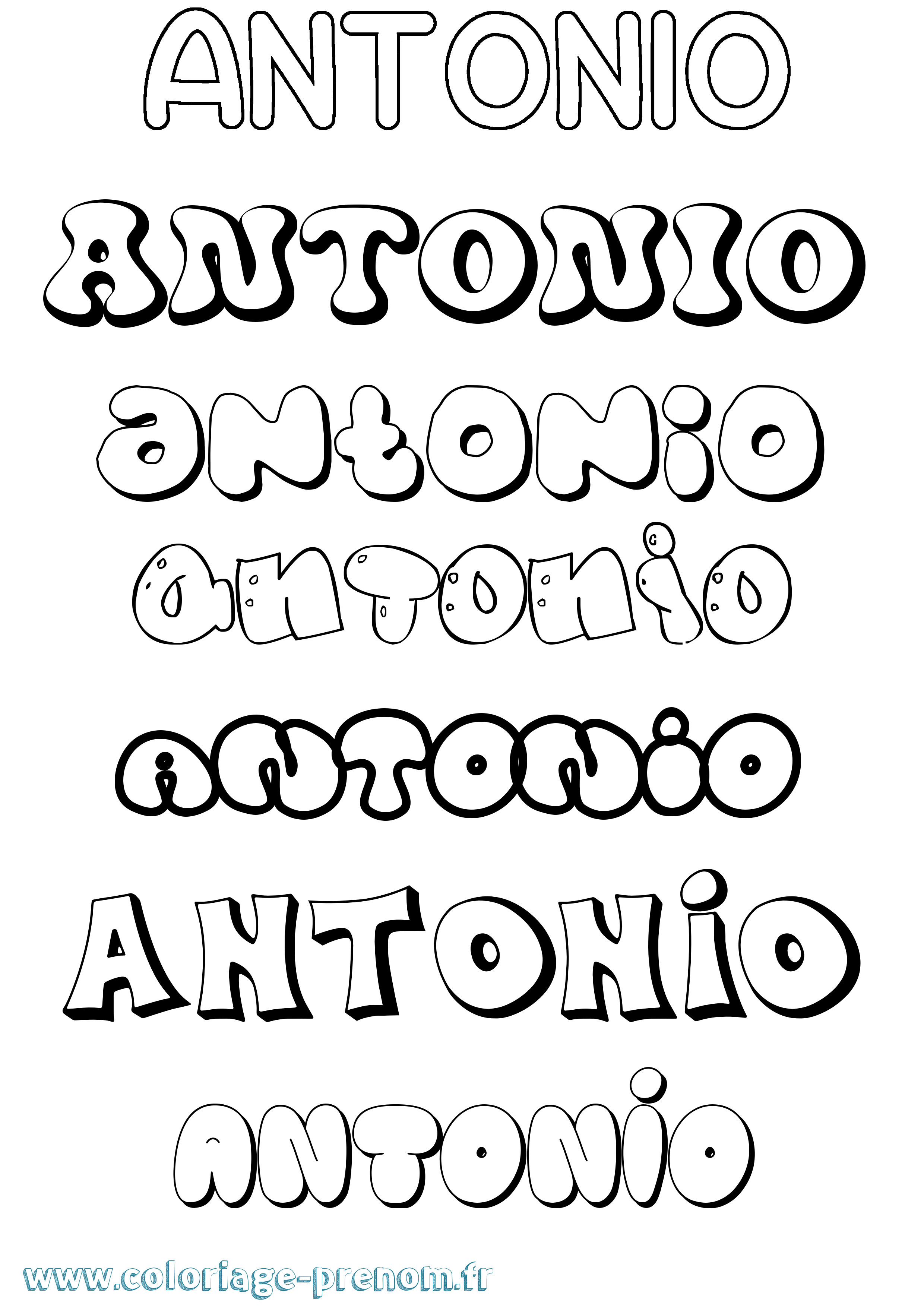 Coloriage prénom Antonio Bubble