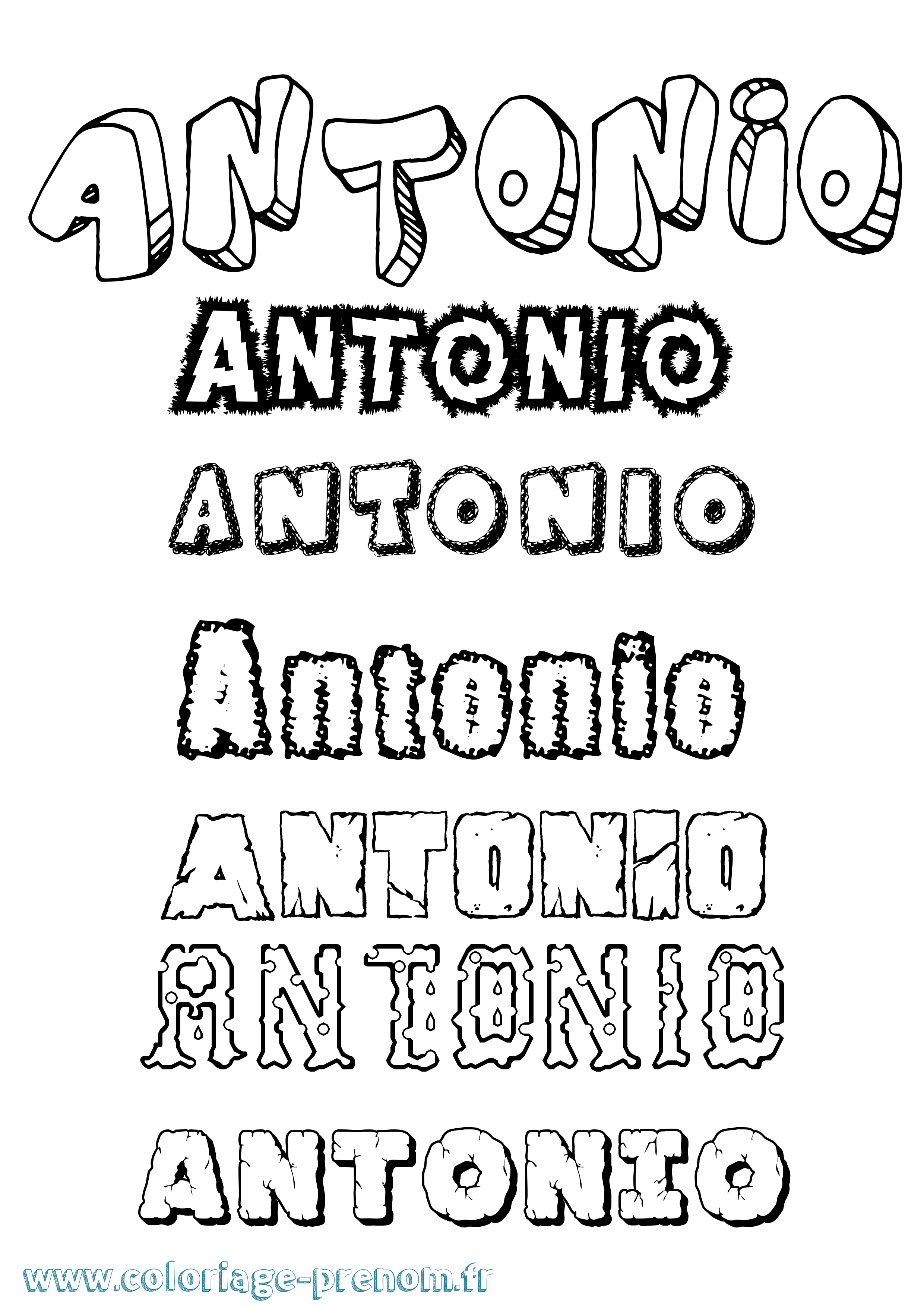 Coloriage prénom Antonio Destructuré