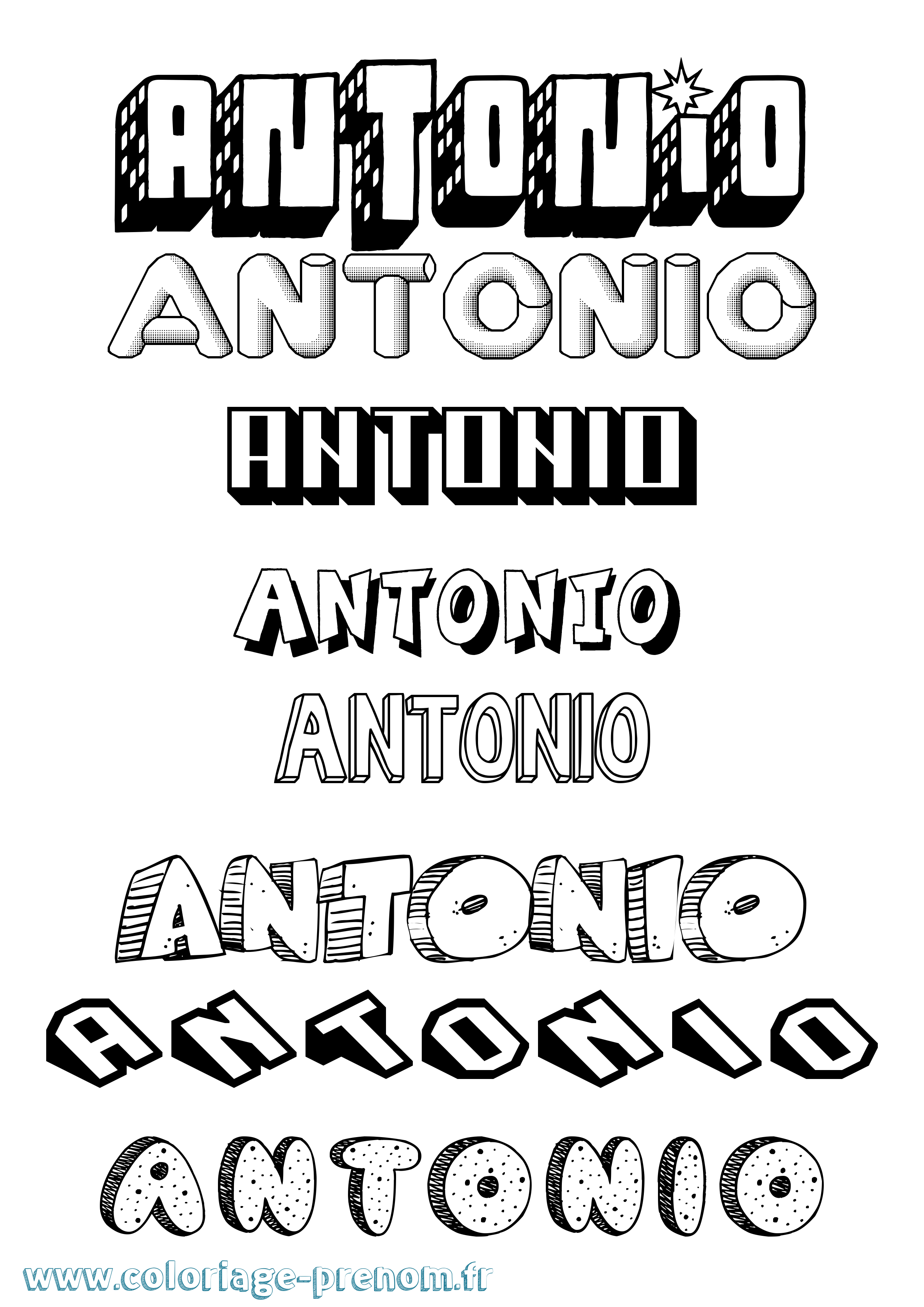 Coloriage Antonio Effet 3D Coloriage prénom Antonio Effet 3D
