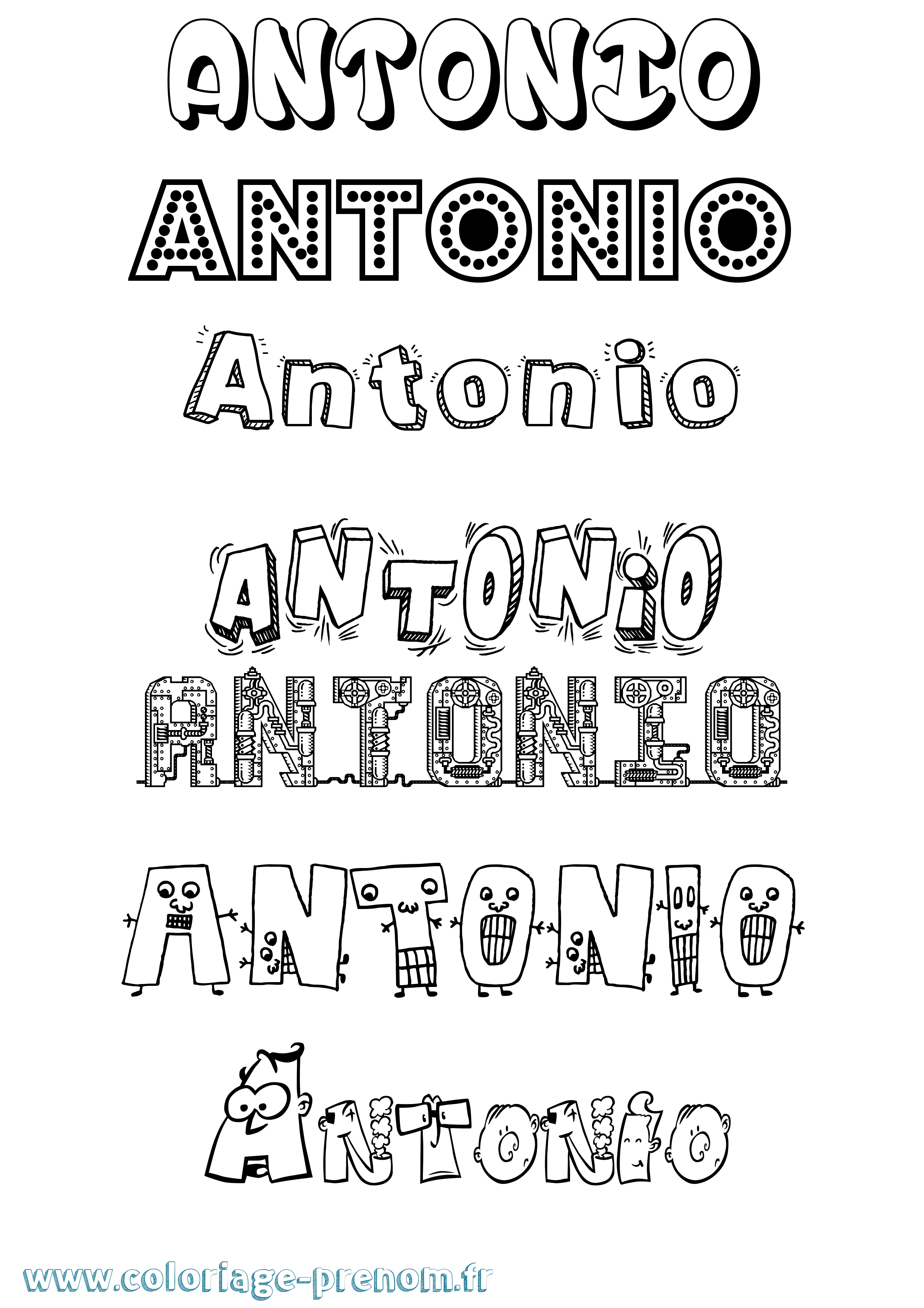 Coloriage prénom Antonio Fun