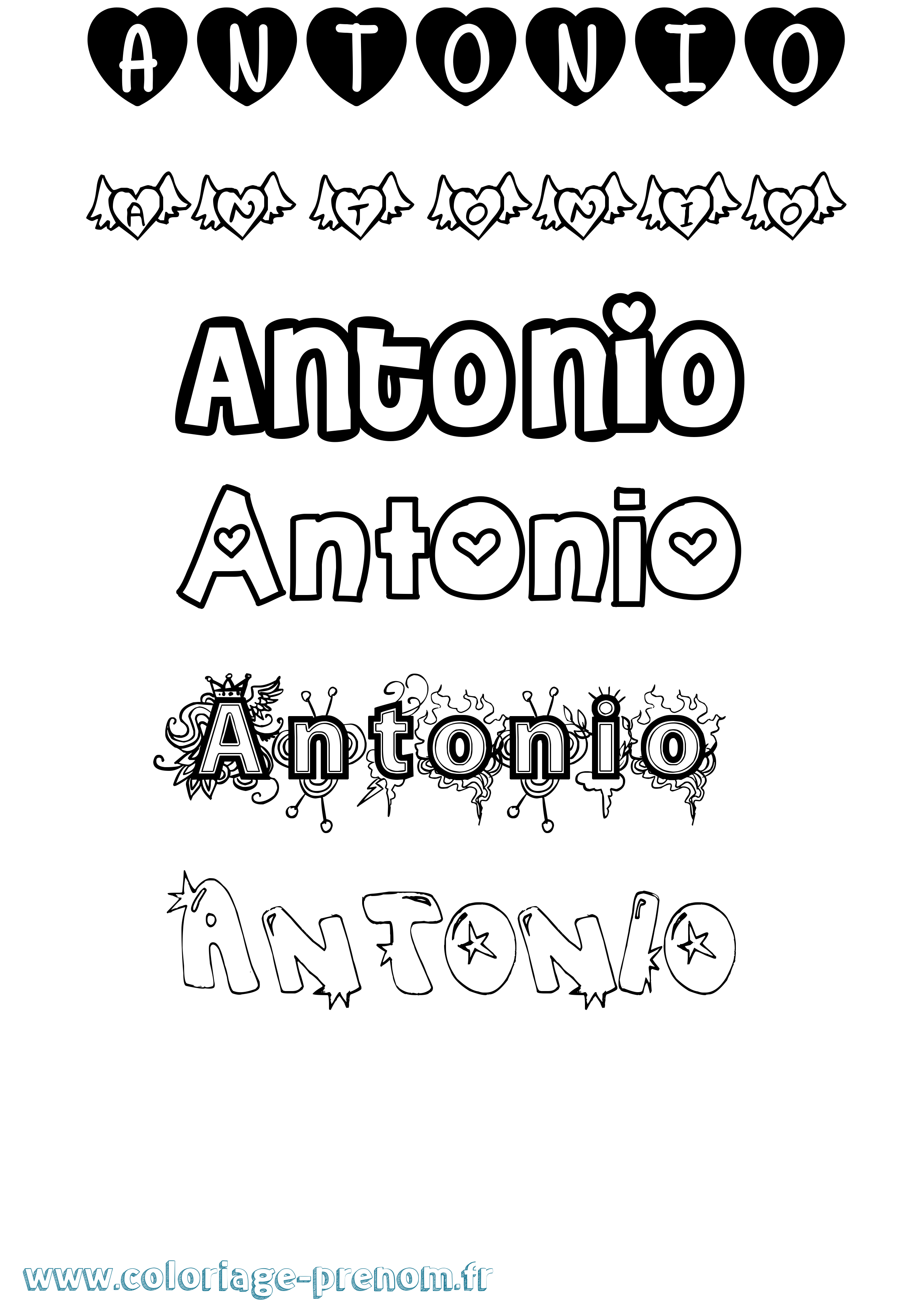 Coloriage prénom Antonio Girly