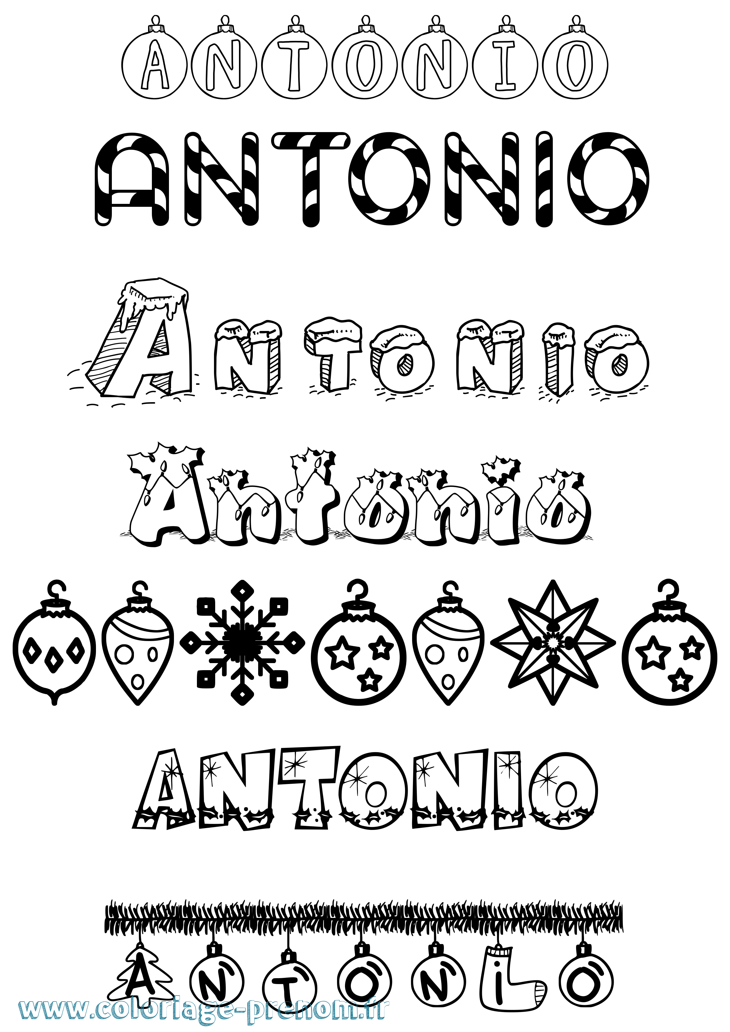 Coloriage Antonio Noël Coloriage prénom Antonio Noël
