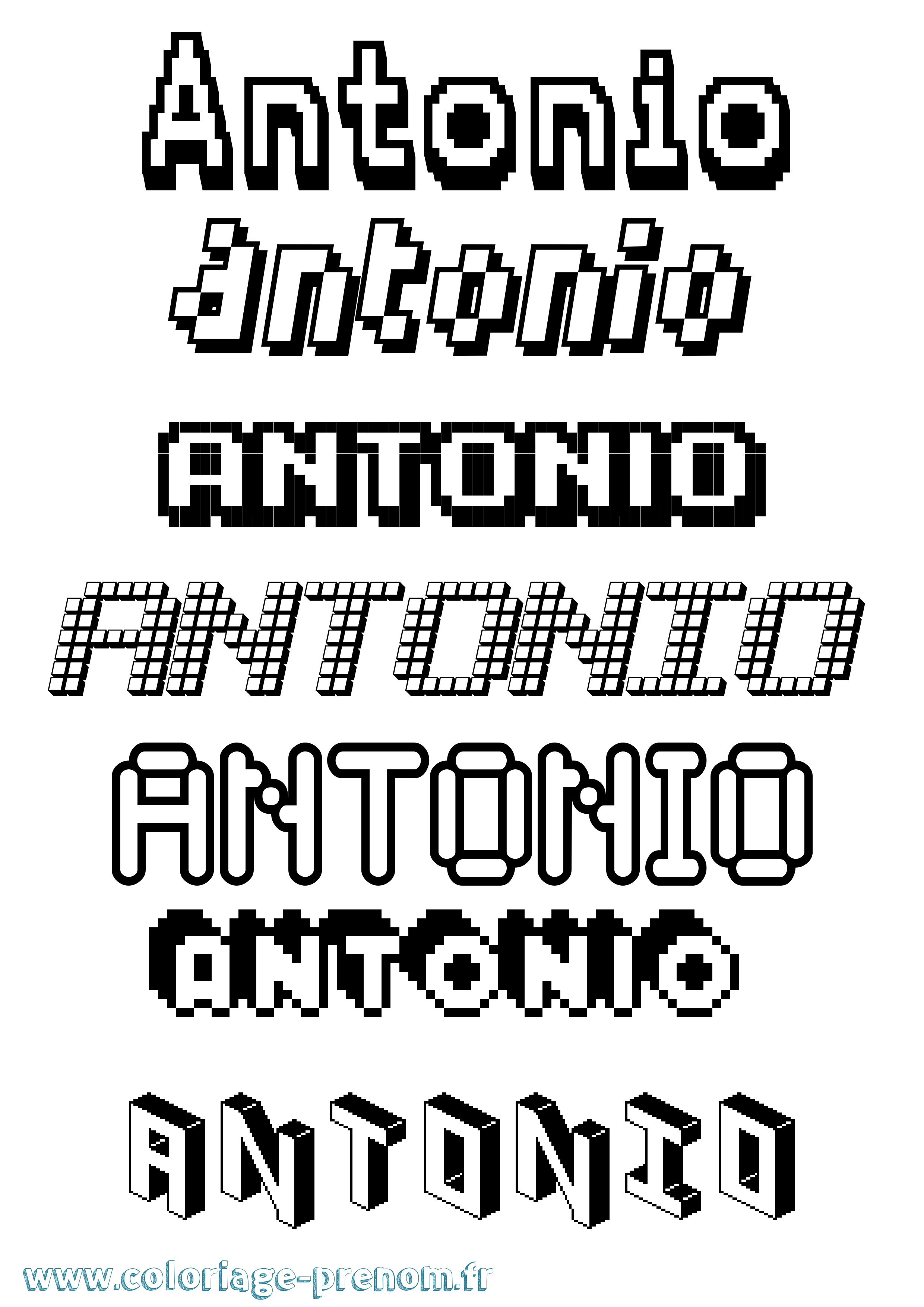 Coloriage prénom Antonio Pixel
