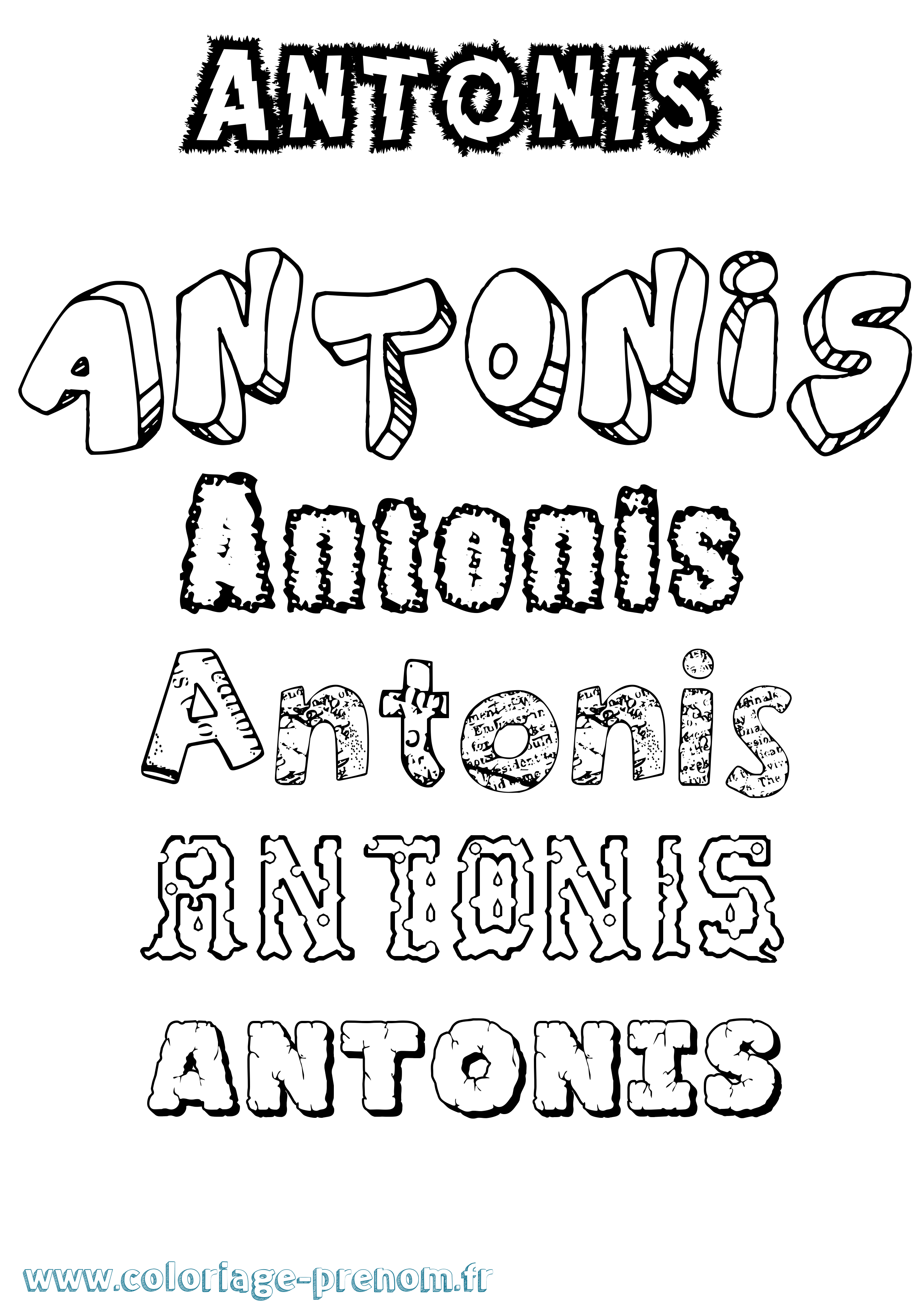 Coloriage prénom Antonis Destructuré