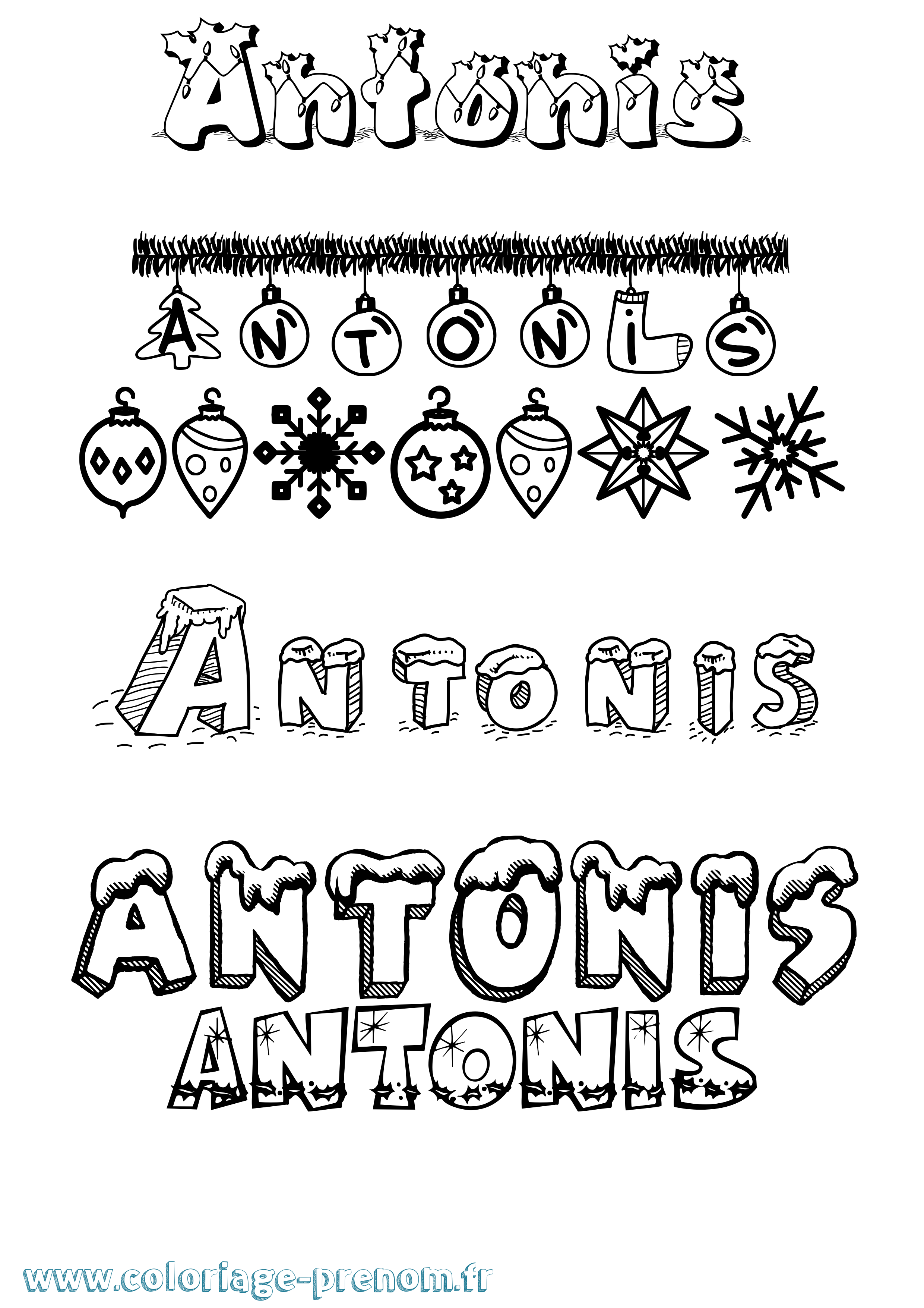 Coloriage prénom Antonis Noël