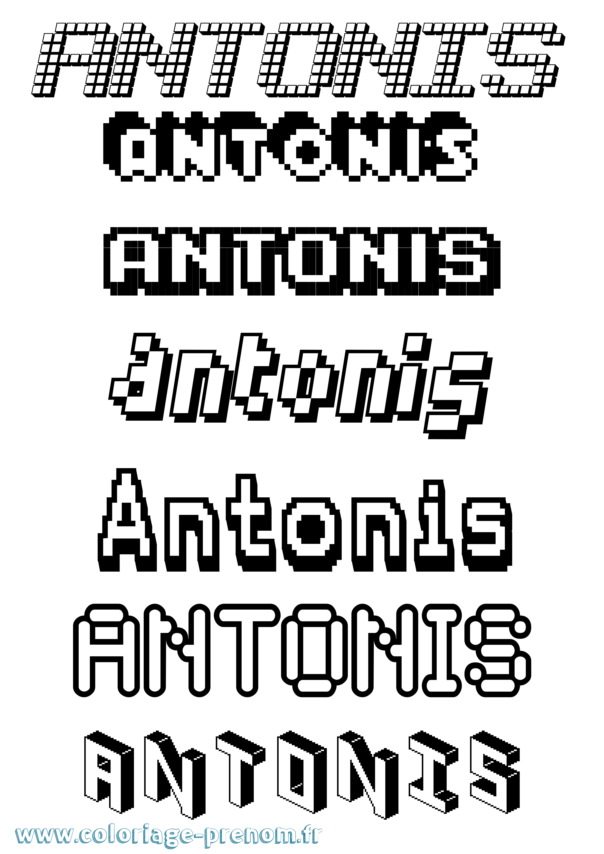 Coloriage prénom Antonis Pixel