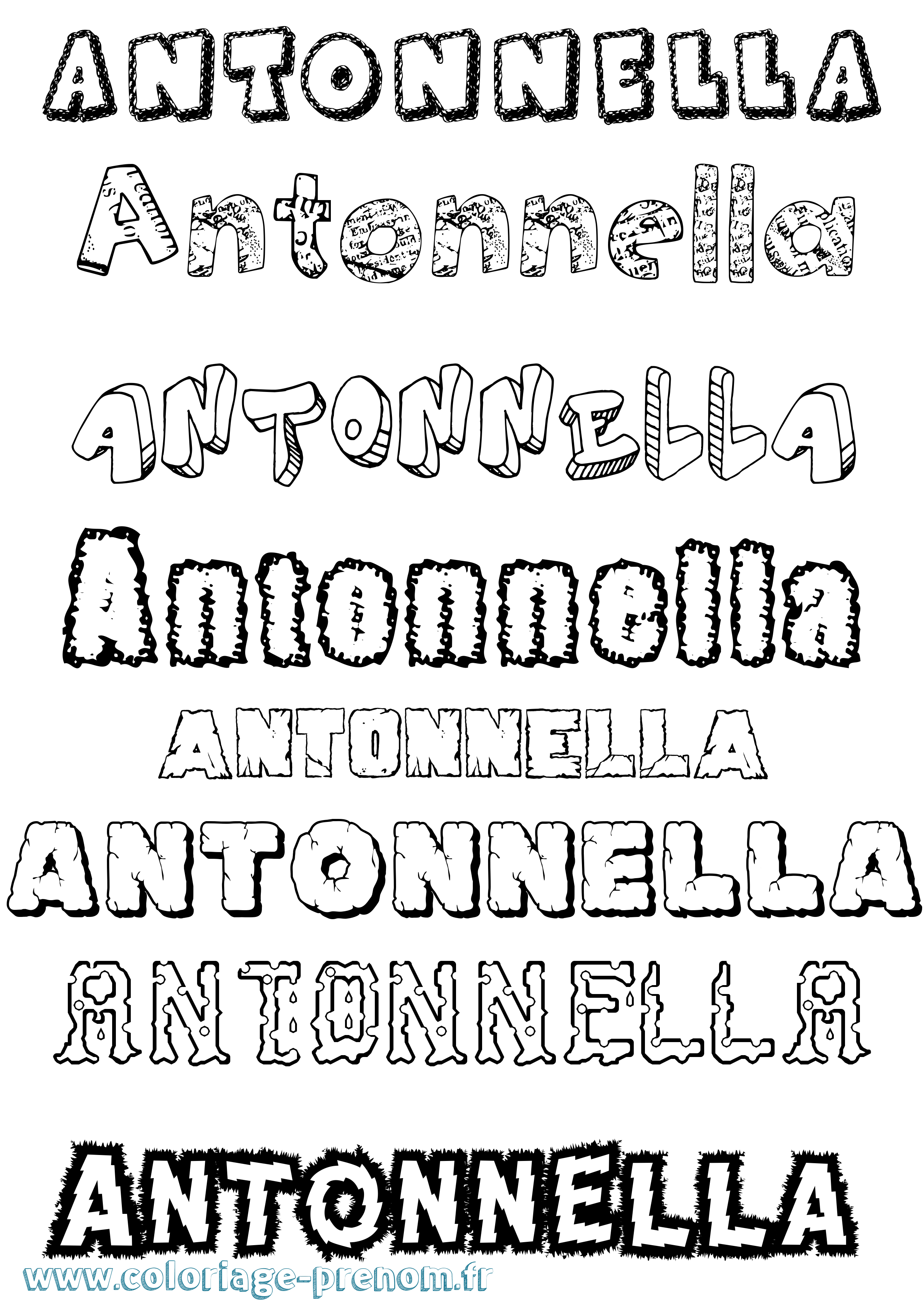Coloriage prénom Antonnella Destructuré