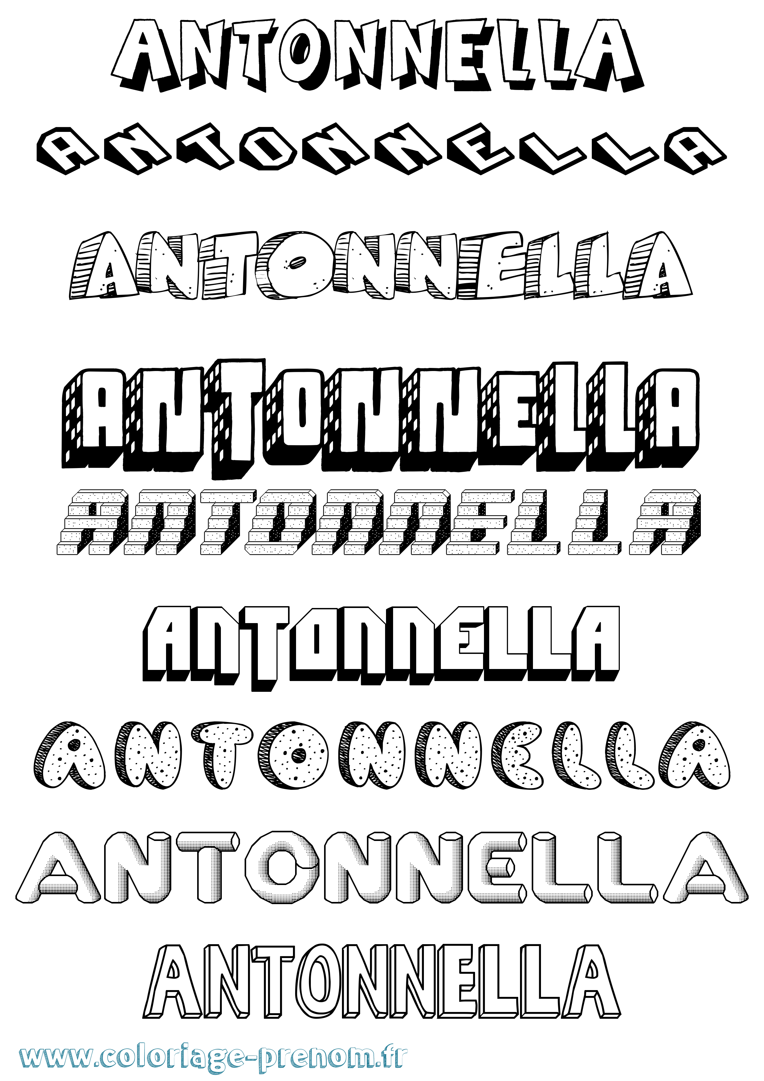 Coloriage prénom Antonnella Effet 3D