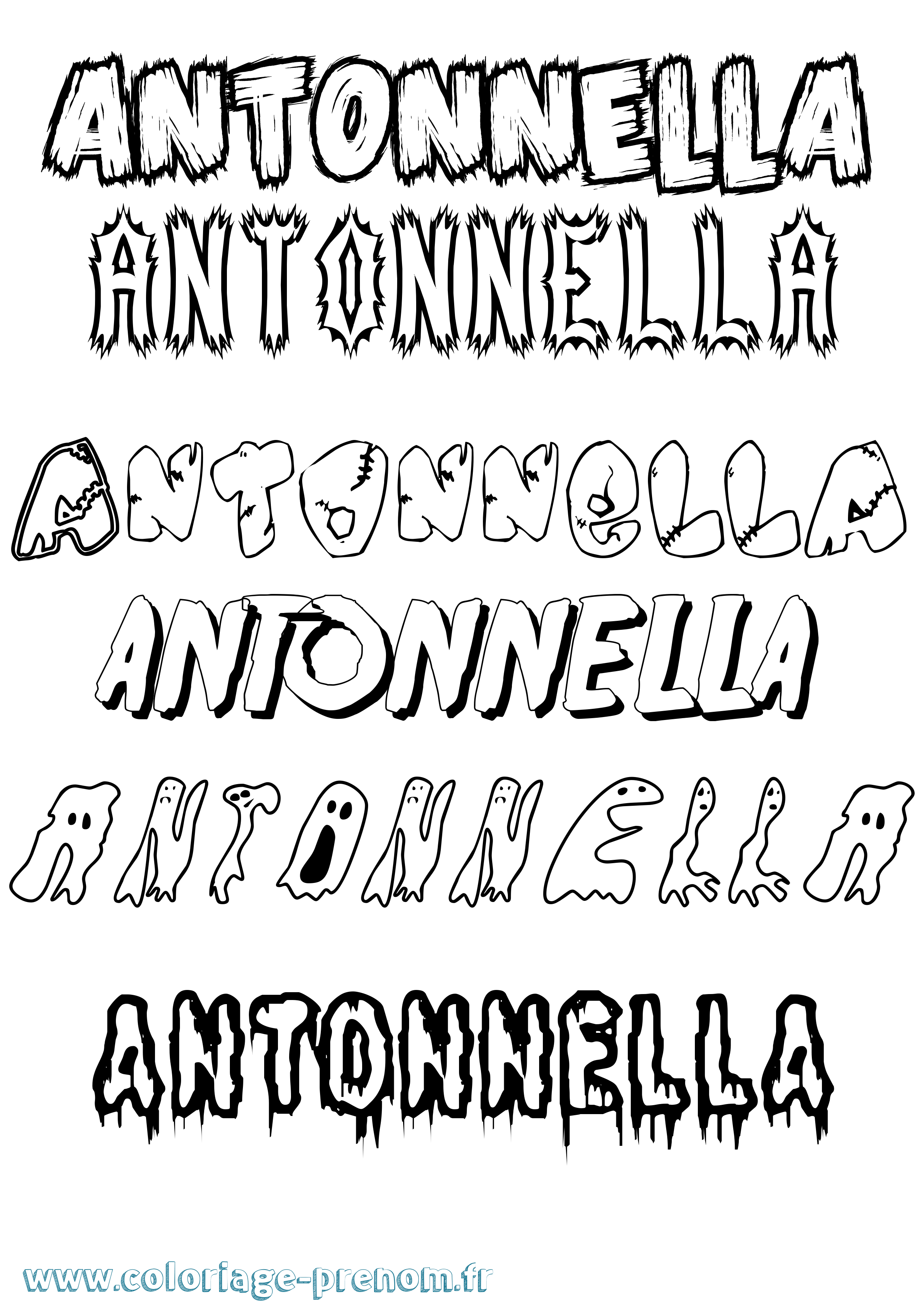 Coloriage prénom Antonnella Frisson