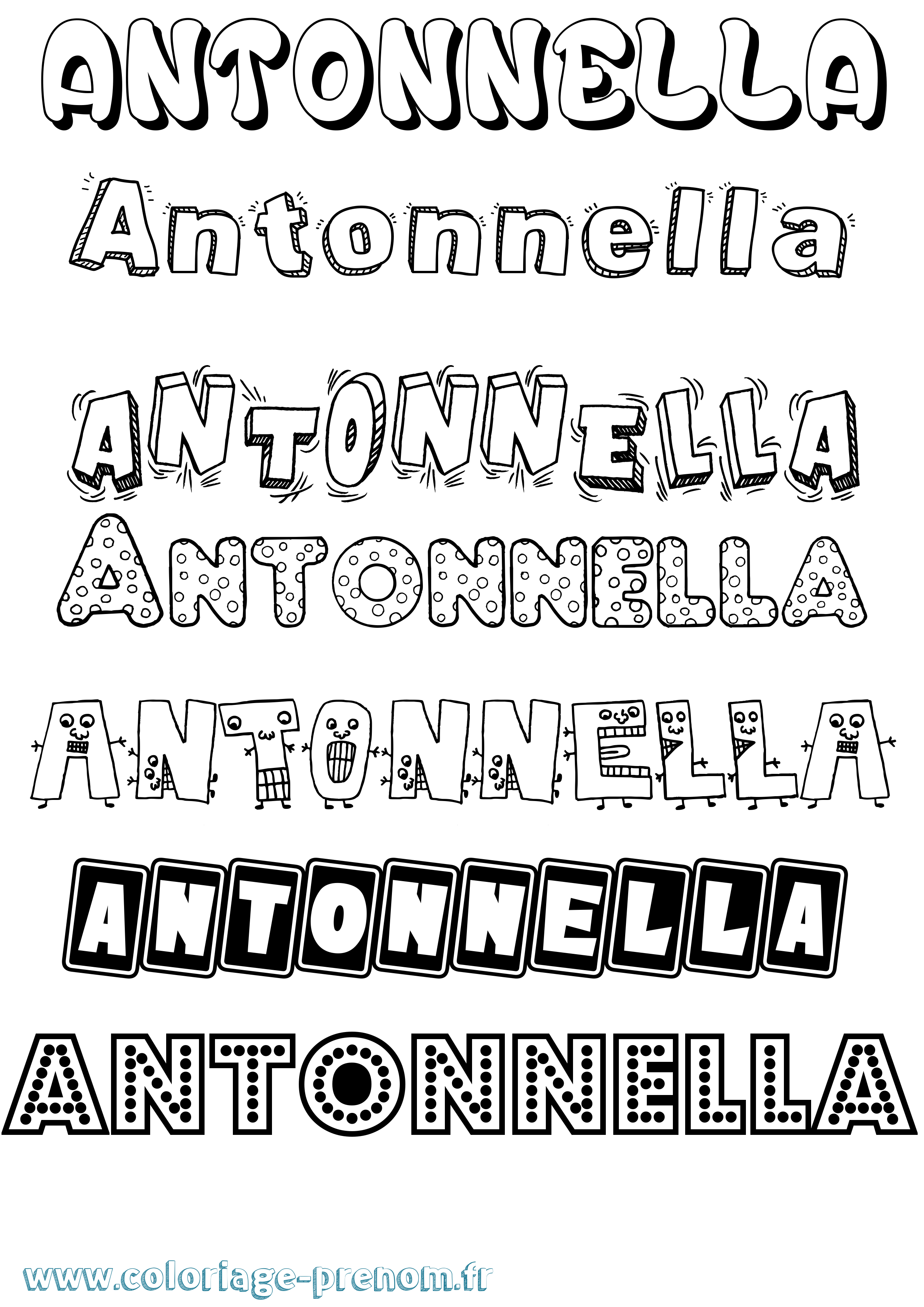 Coloriage prénom Antonnella Fun