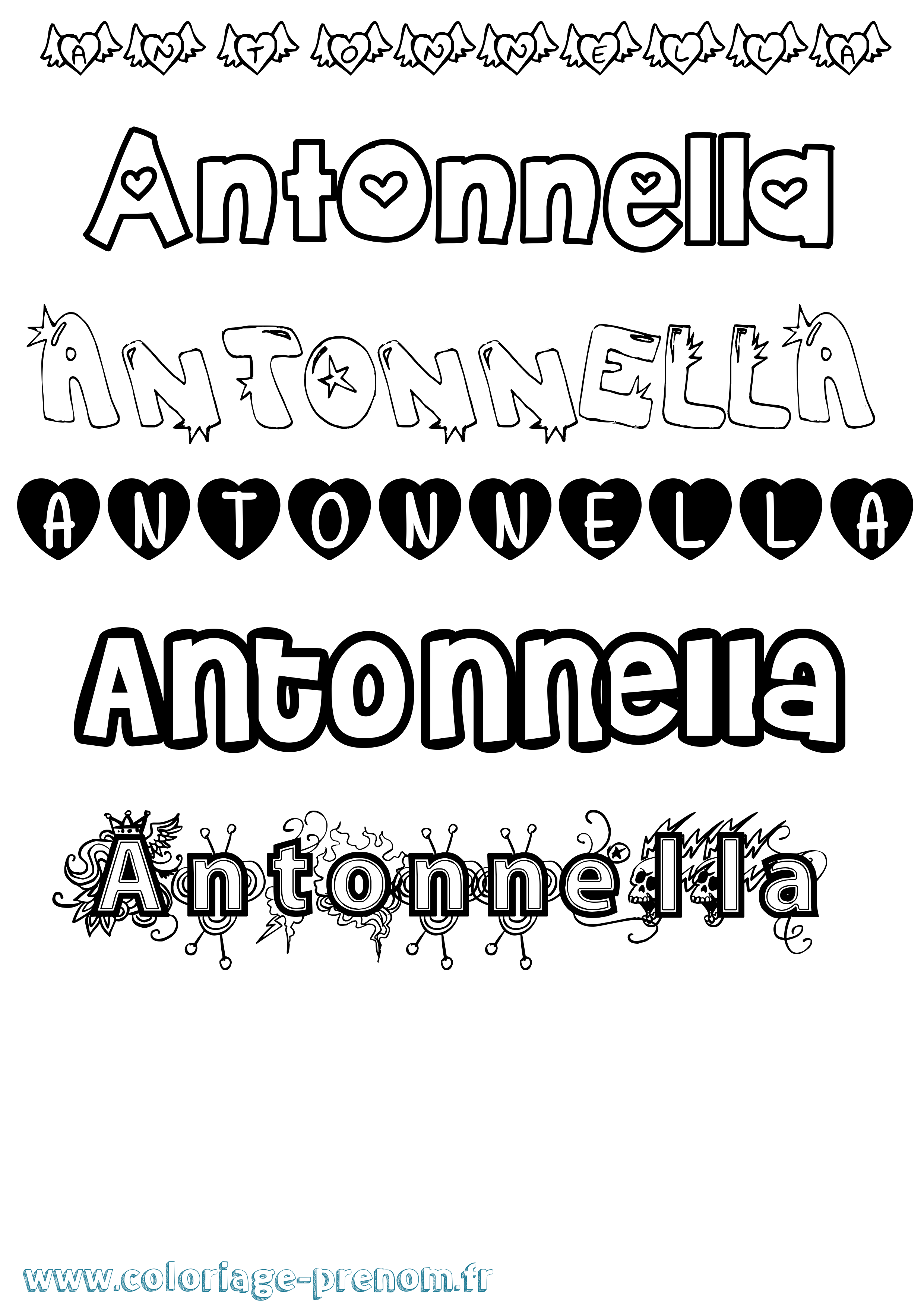 Coloriage prénom Antonnella Girly