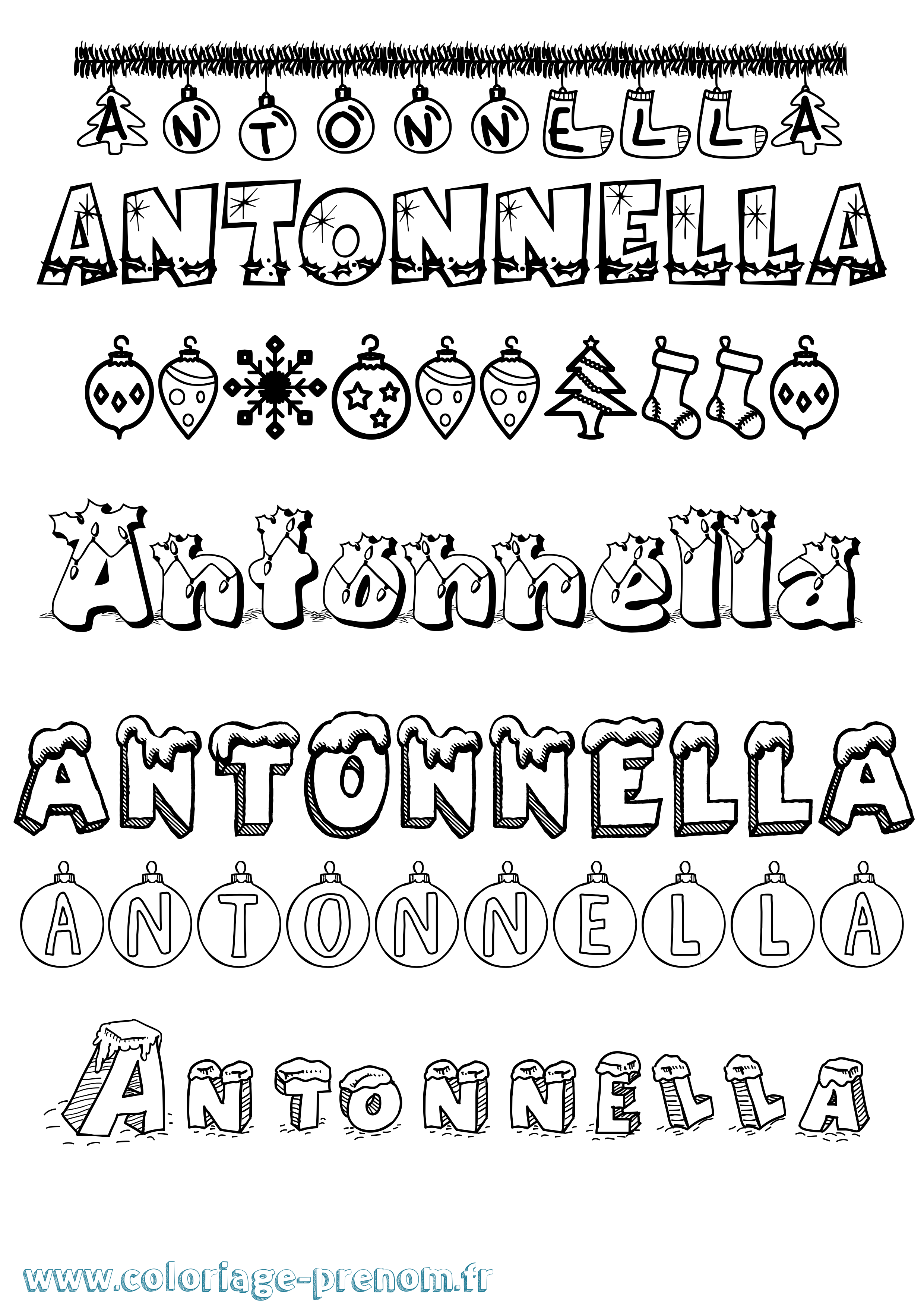 Coloriage prénom Antonnella Noël
