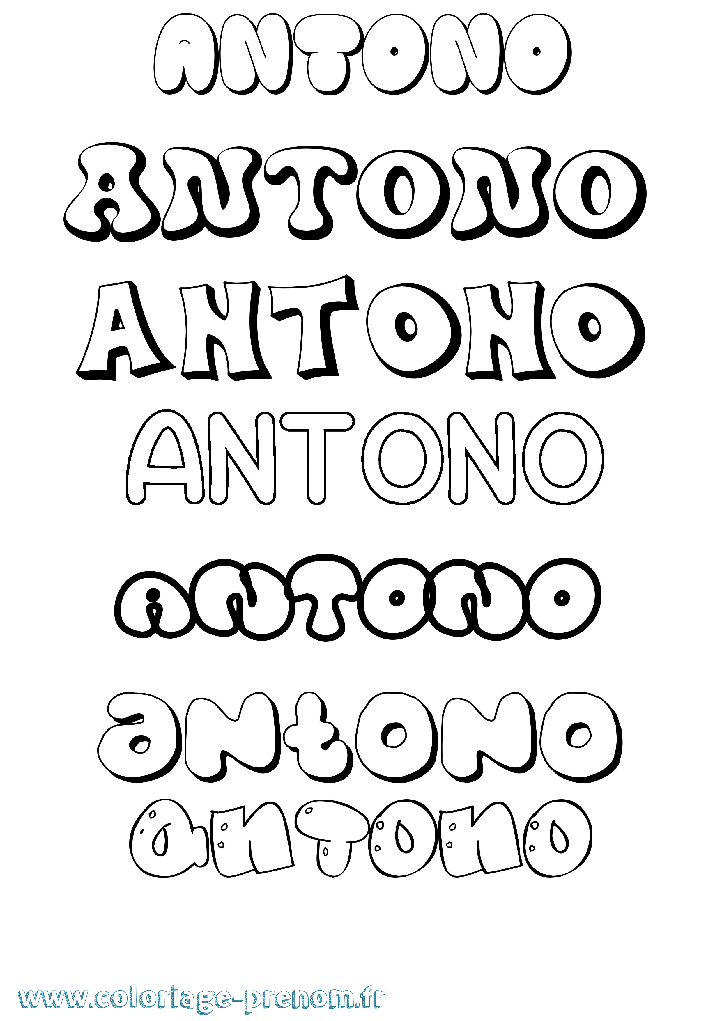 Coloriage prénom Antono Bubble