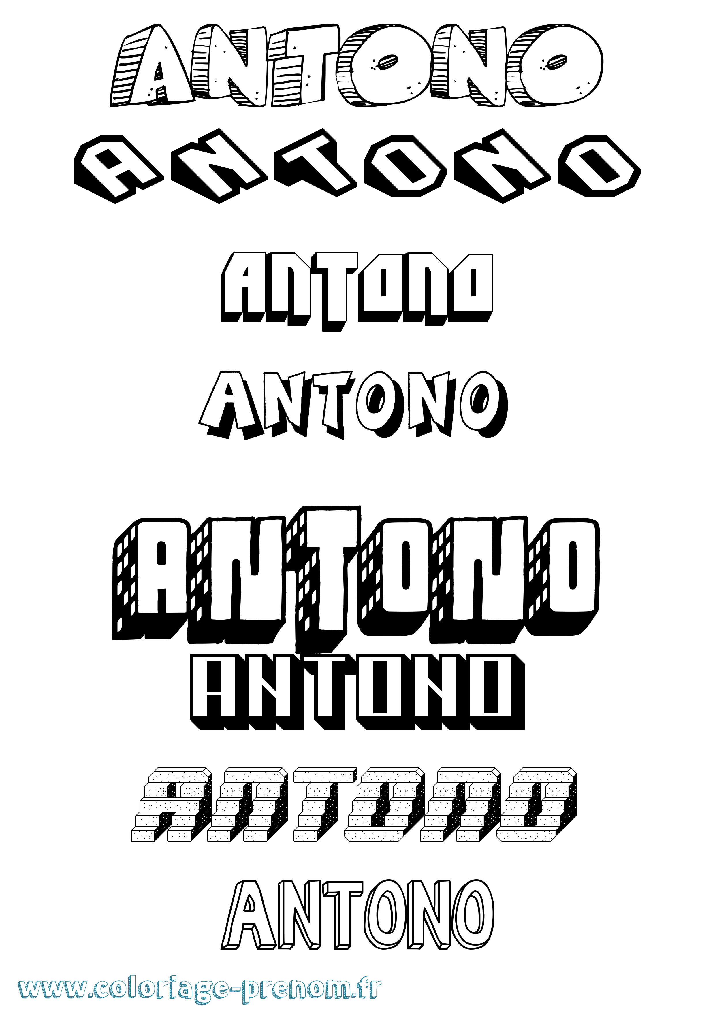Coloriage prénom Antono Effet 3D