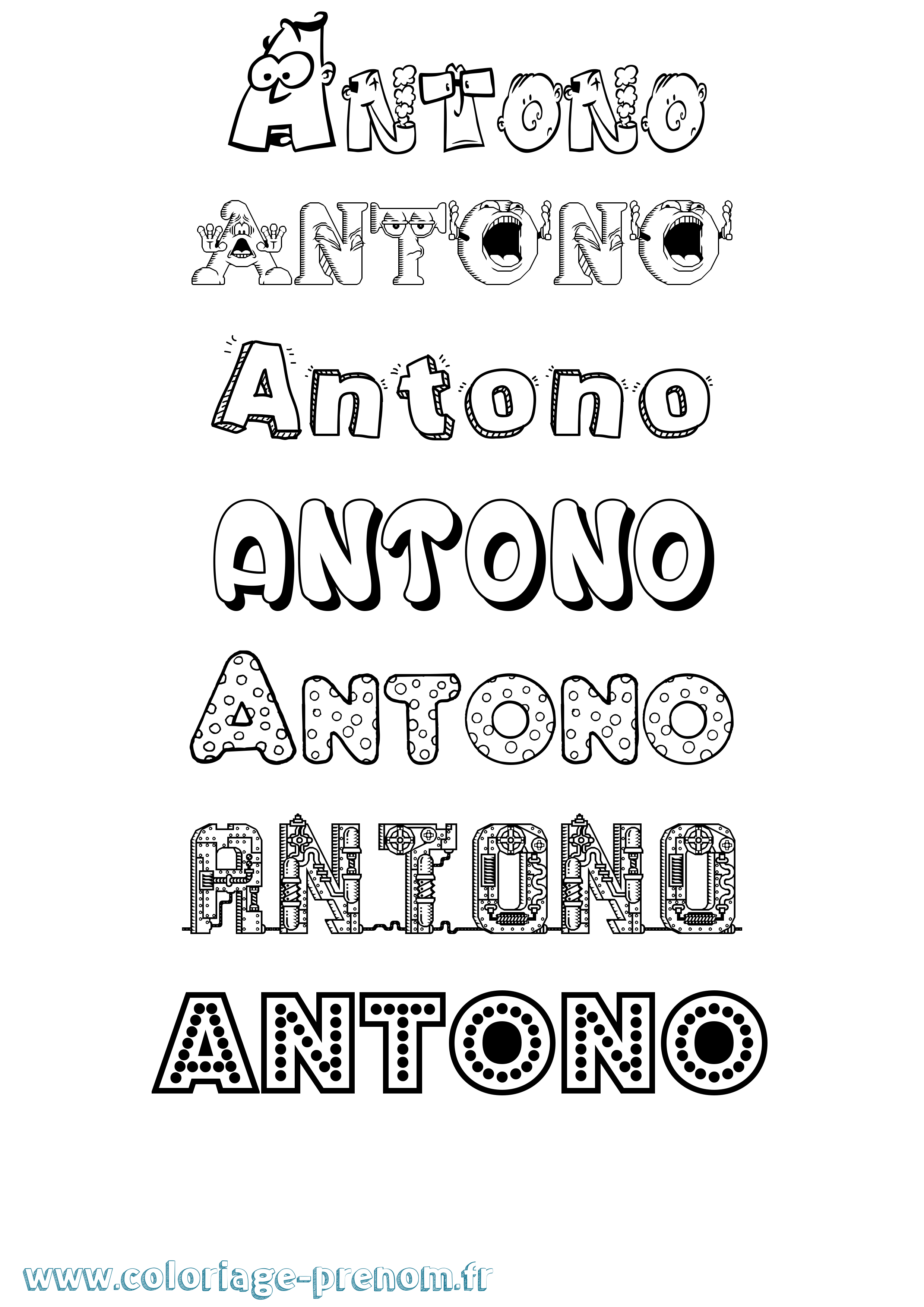 Coloriage prénom Antono Fun