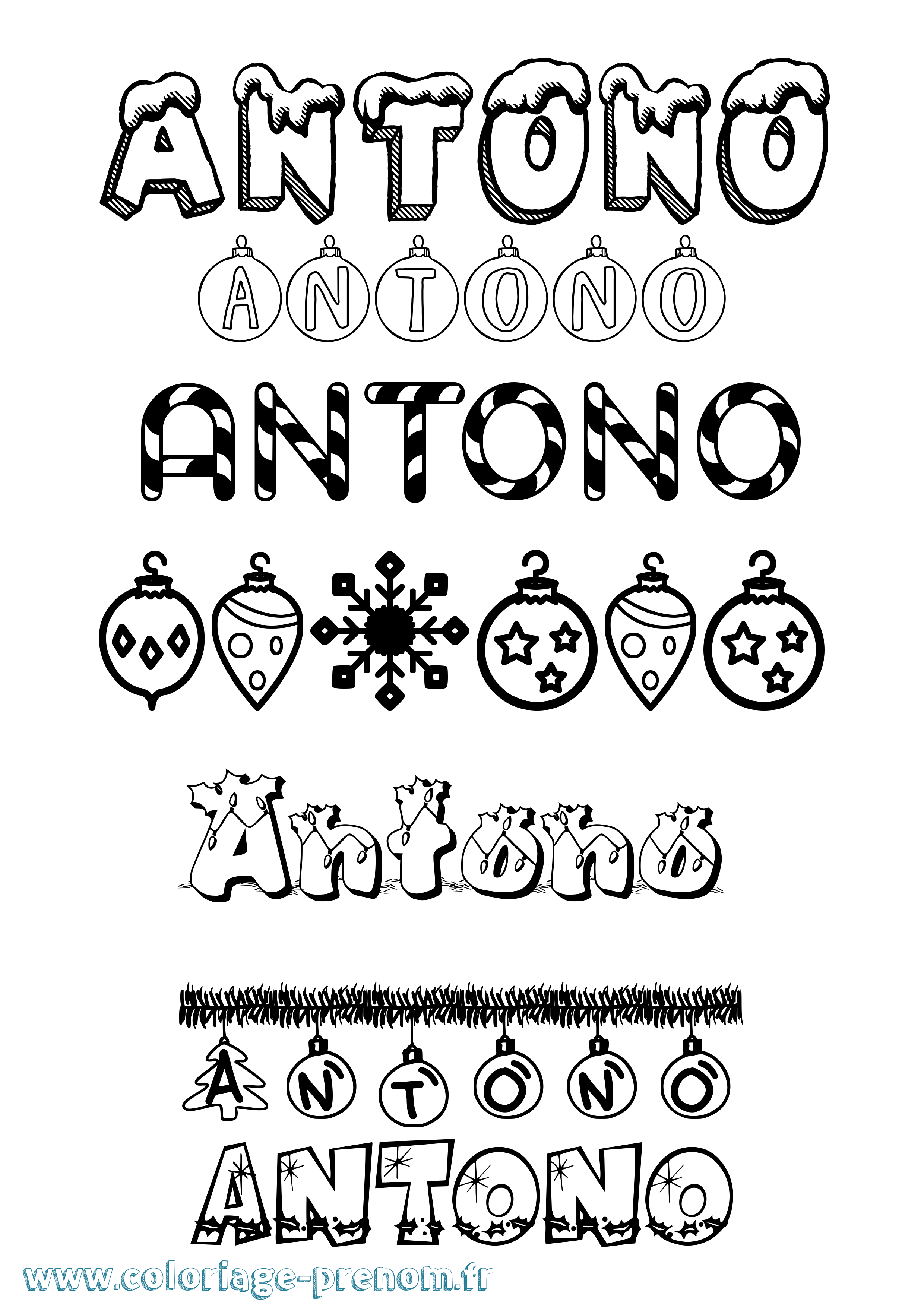 Coloriage prénom Antono Noël