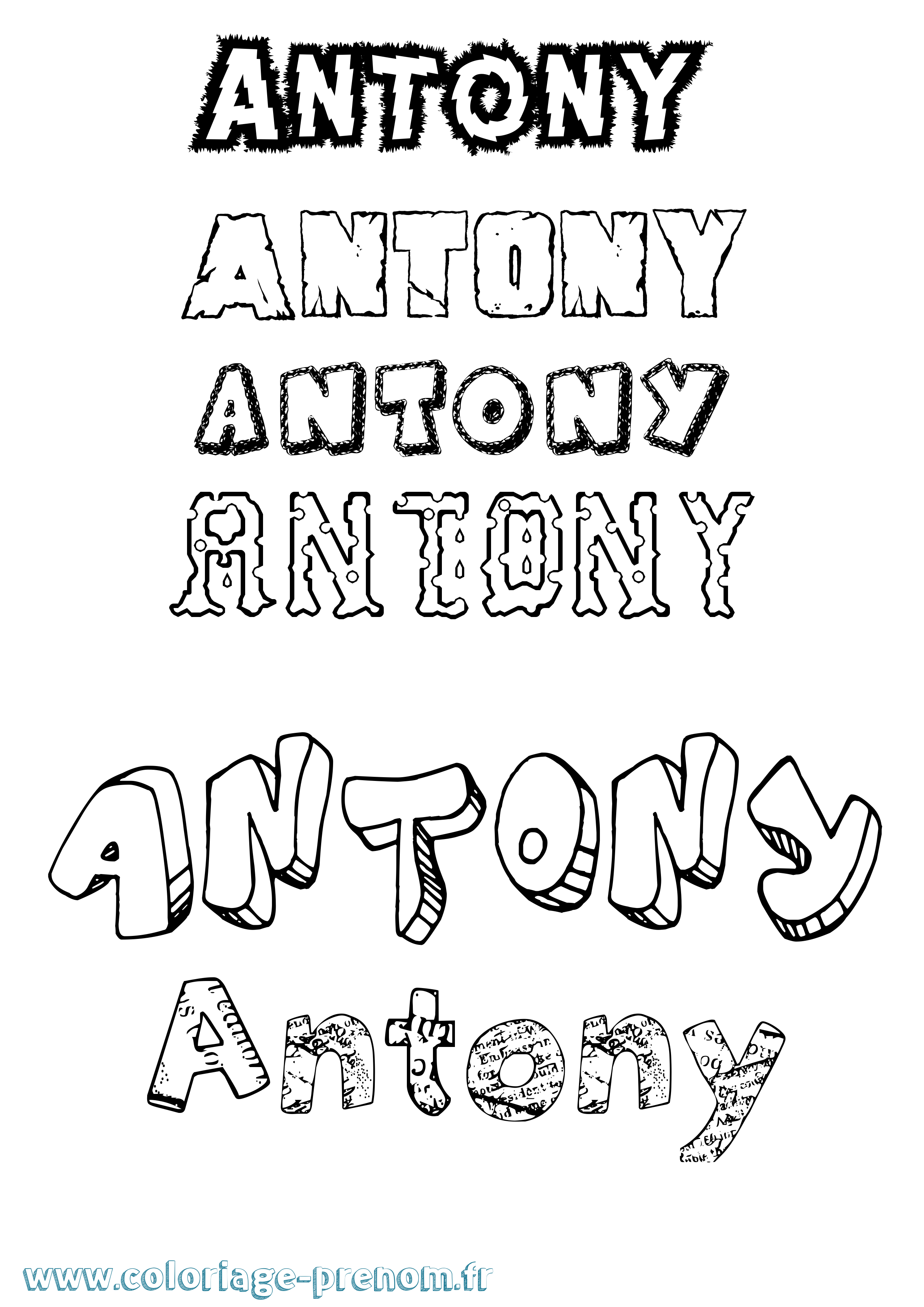 Coloriage prénom Antony Destructuré