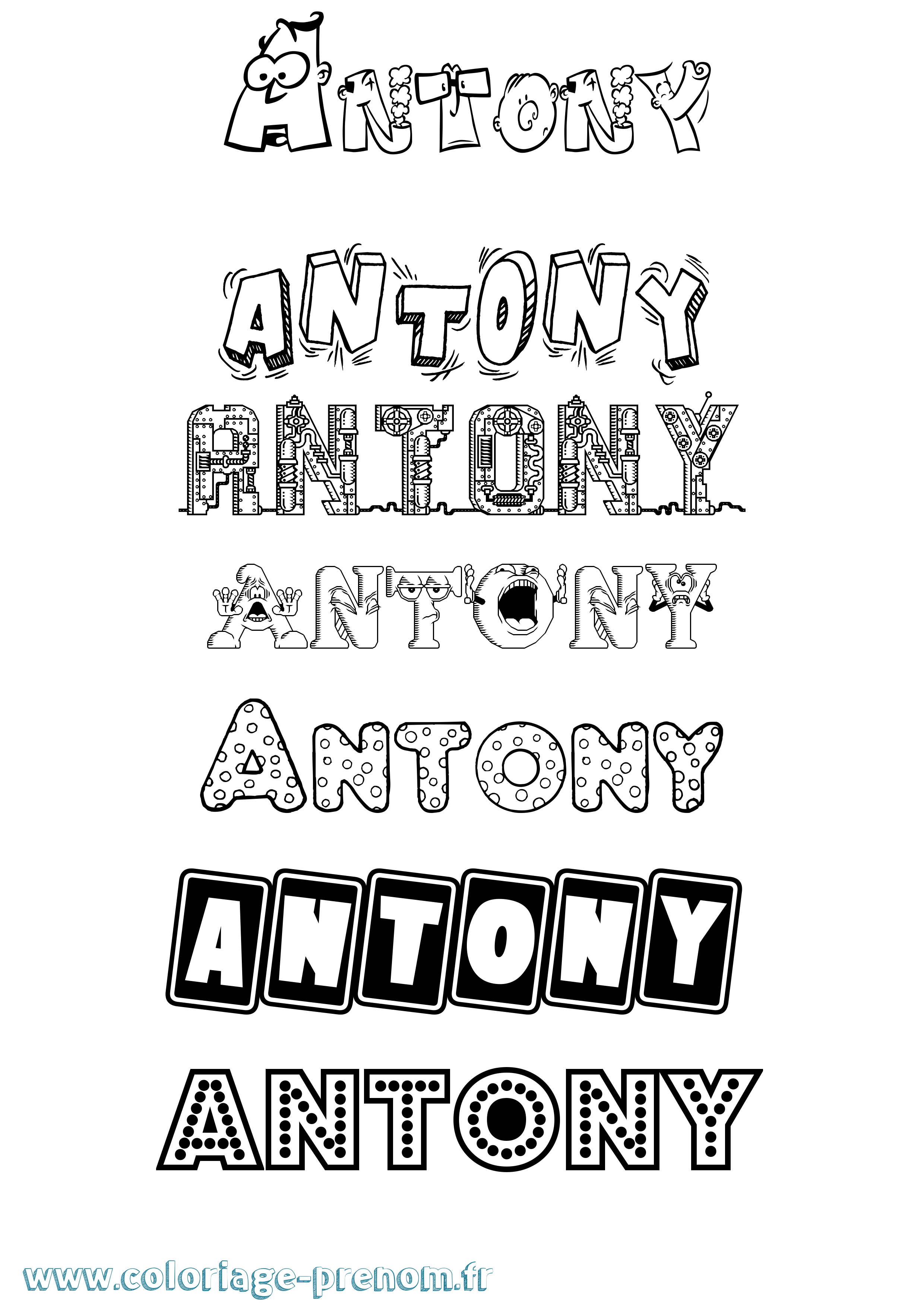 Coloriage prénom Antony Fun