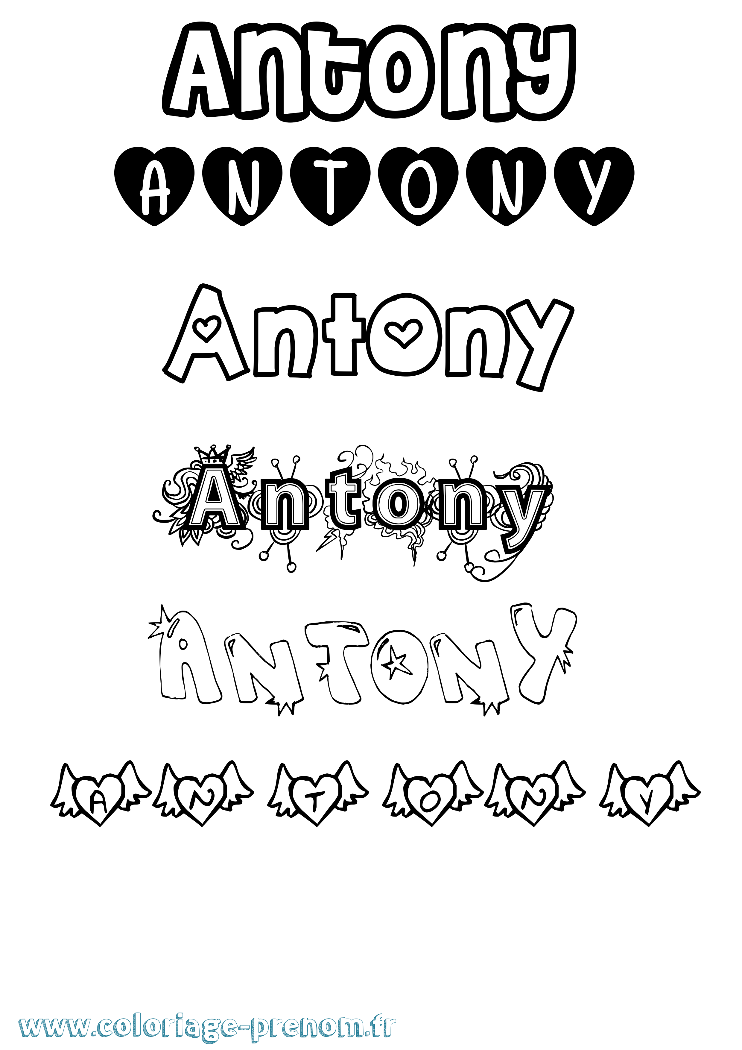 Coloriage prénom Antony Girly