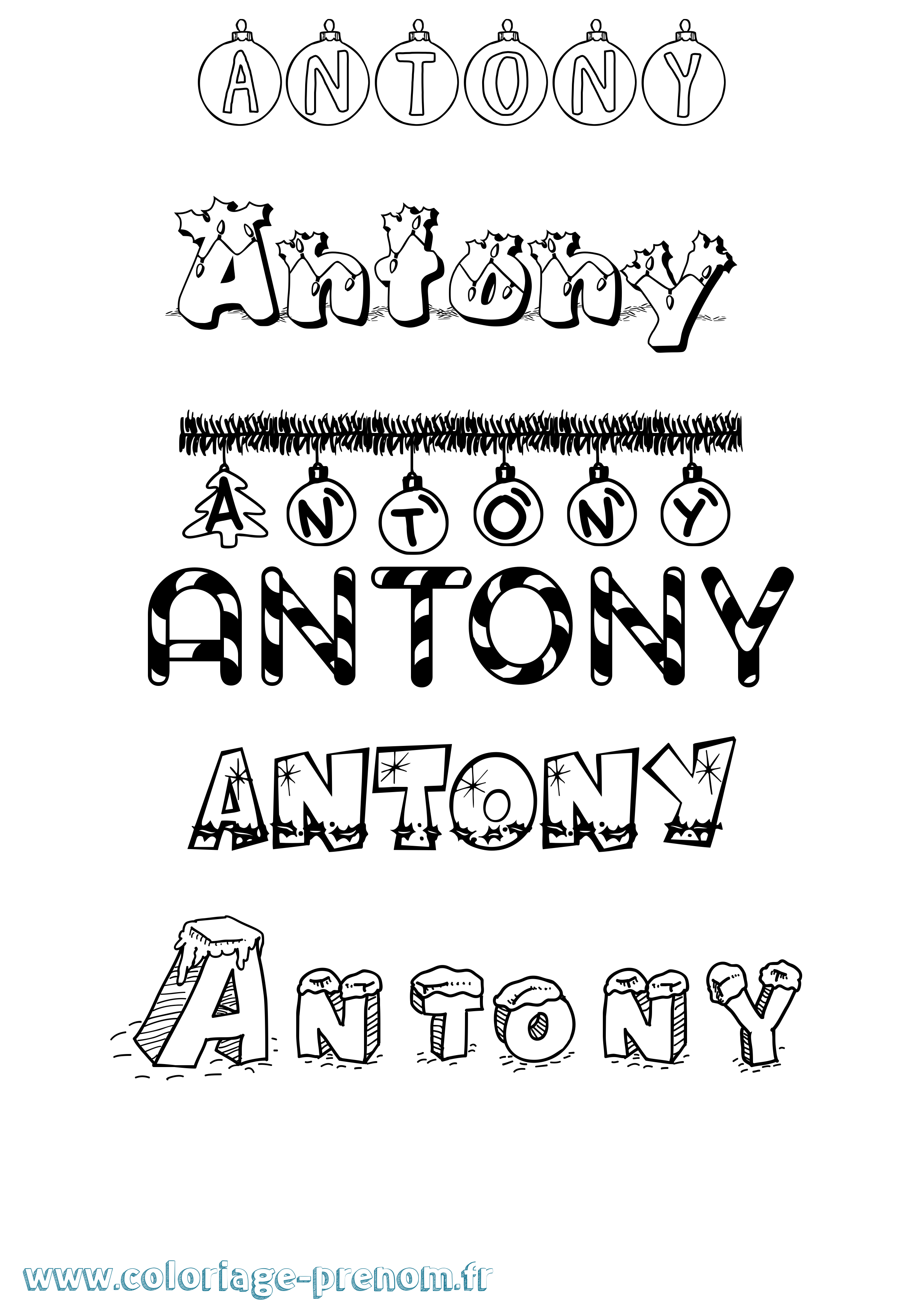 Coloriage prénom Antony Noël