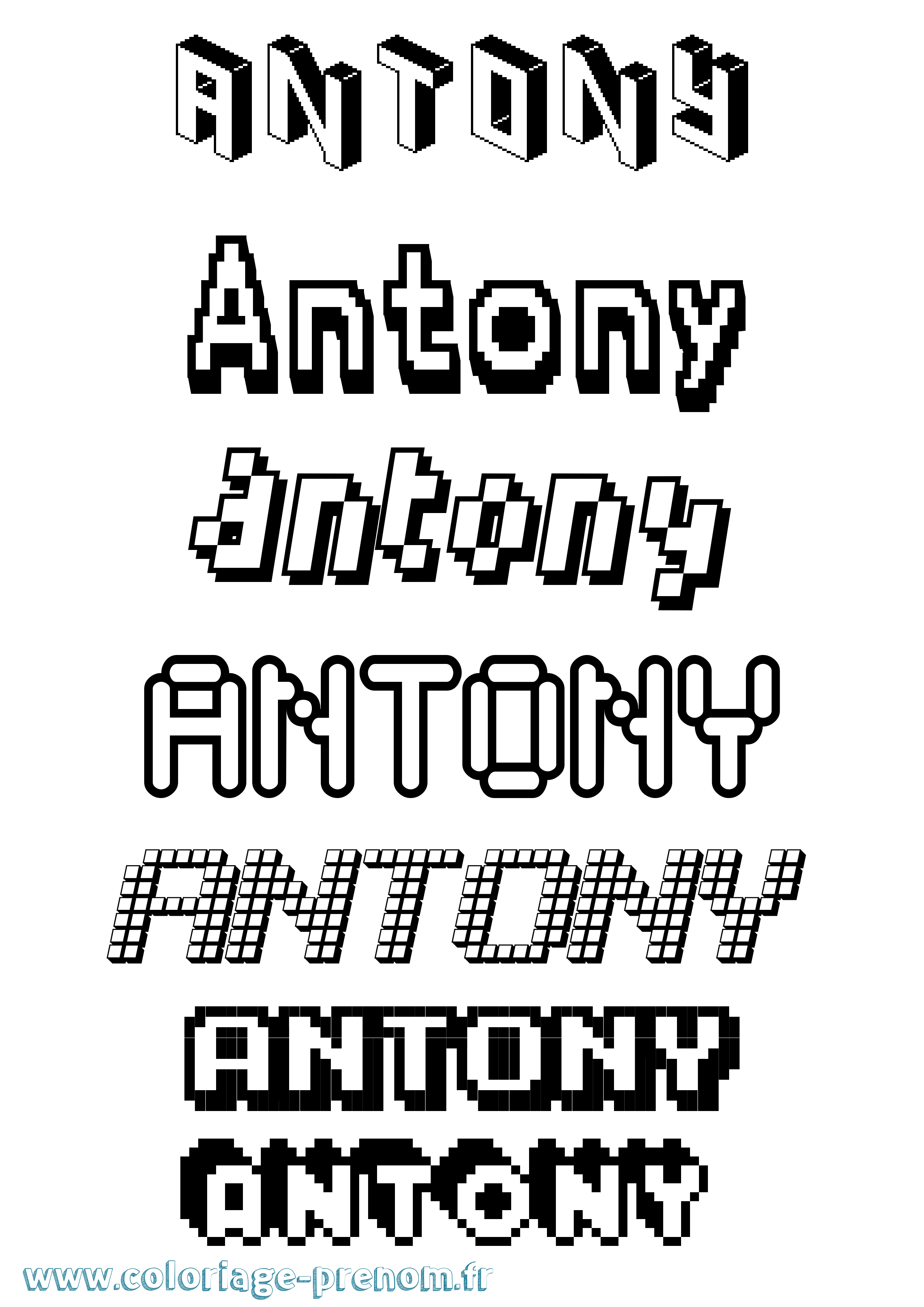 Coloriage prénom Antony Pixel