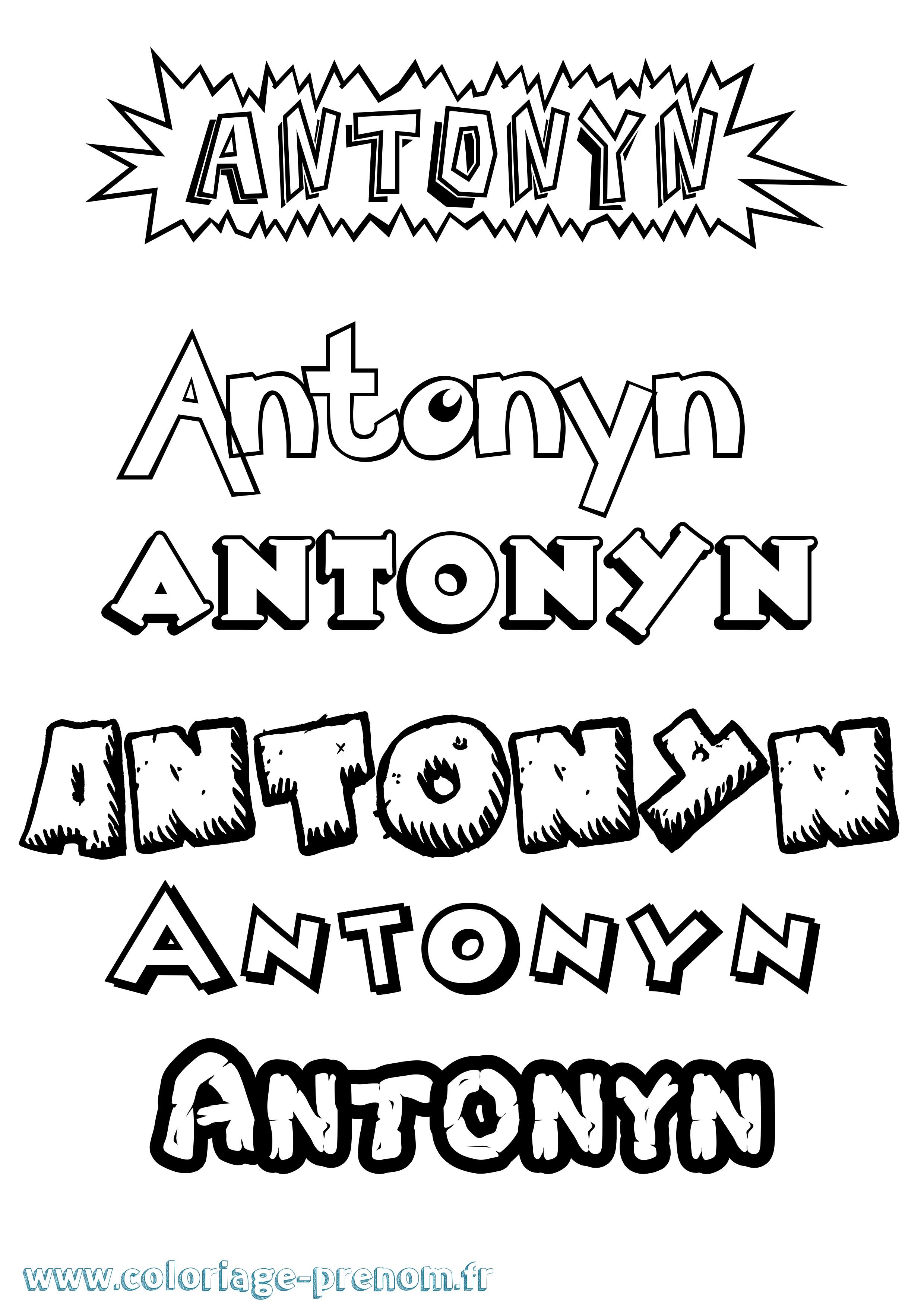 Coloriage prénom Antonyn Dessin Animé