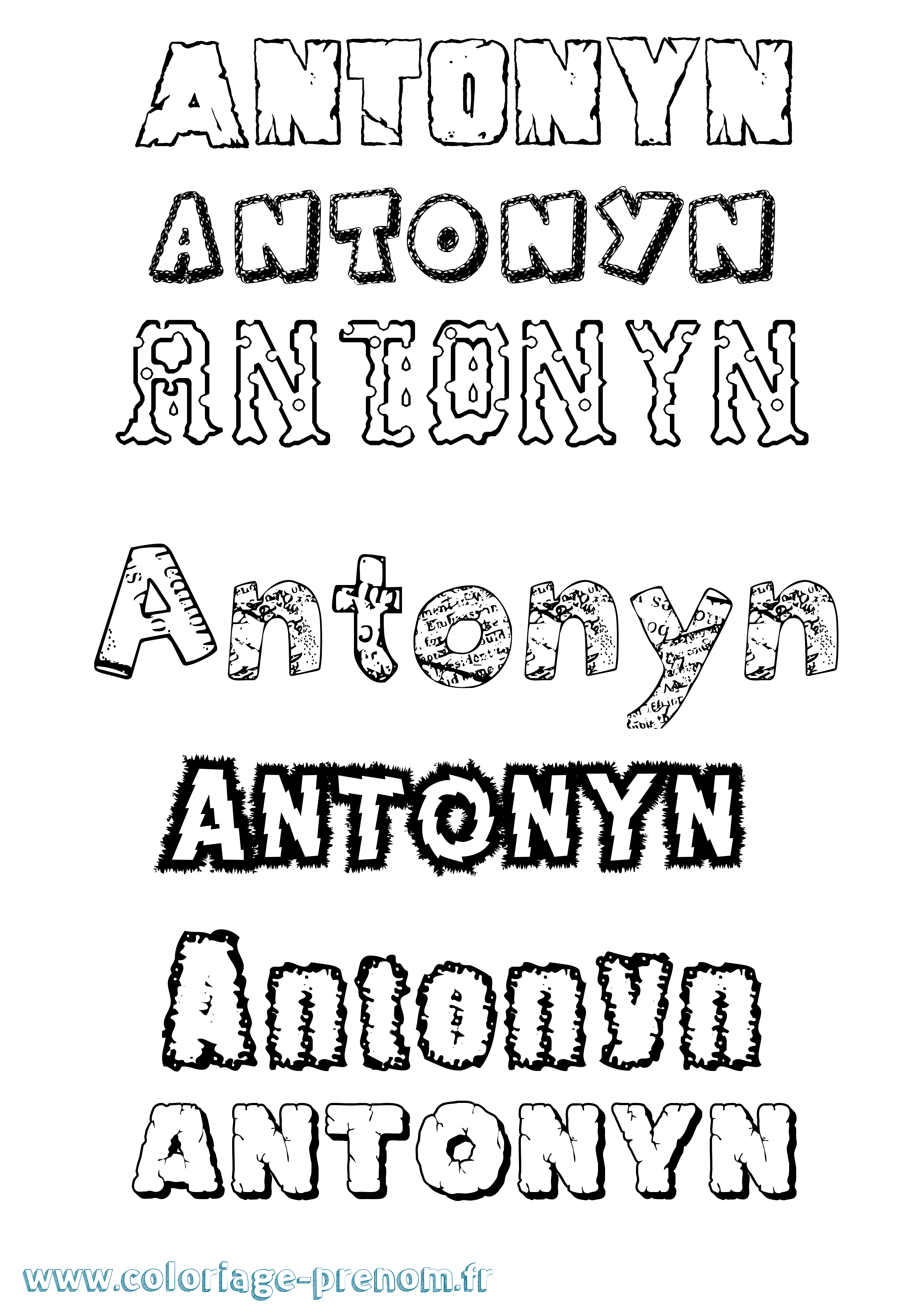 Coloriage prénom Antonyn Destructuré